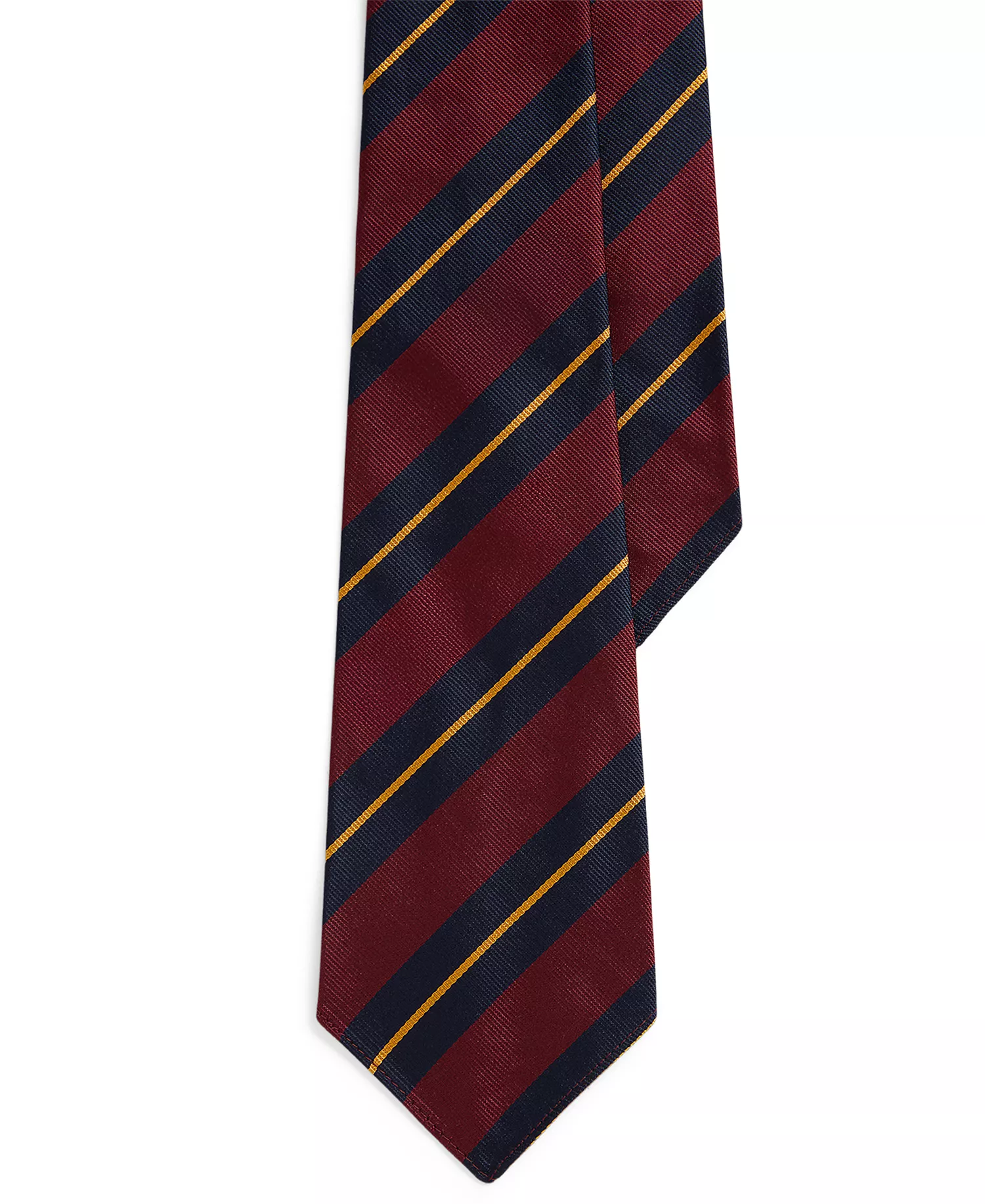 Men's Striped Necktie - Wine/Navy/Gold - No Size