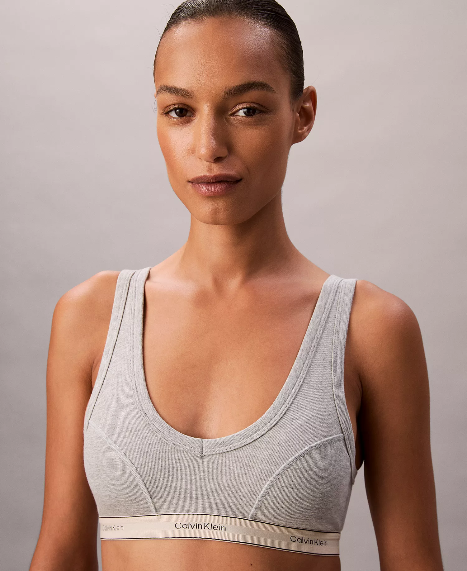 Women's Heritage Cotton Lightly Lined Bralette QF8594 - Heather - L