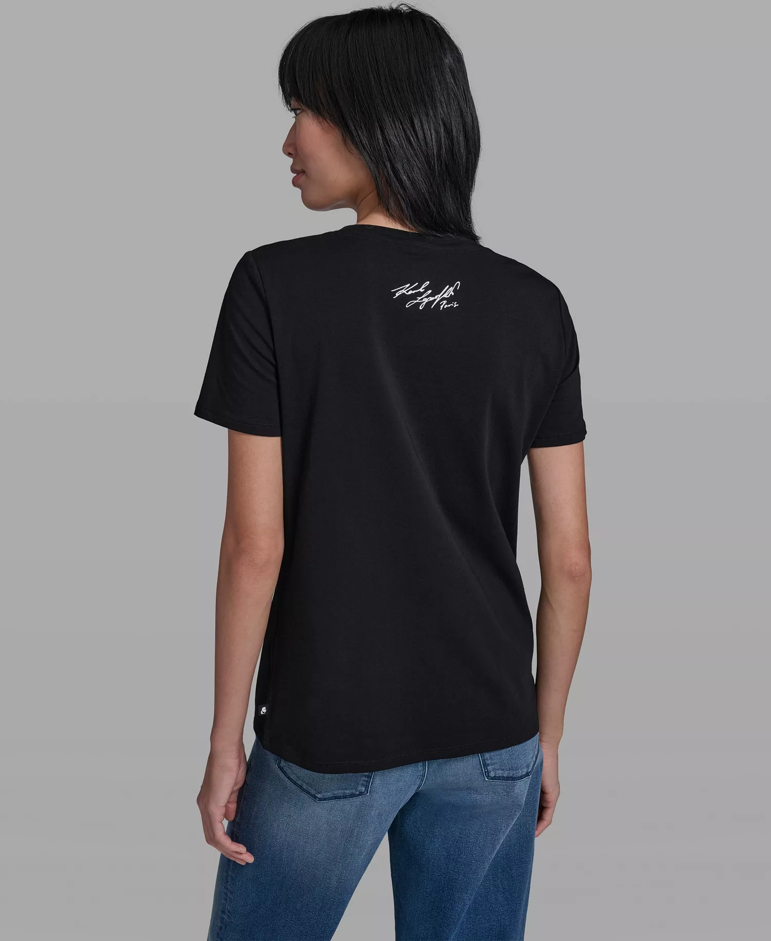 Women's Crew Neck Sunglasses T-Shirt - Black - L