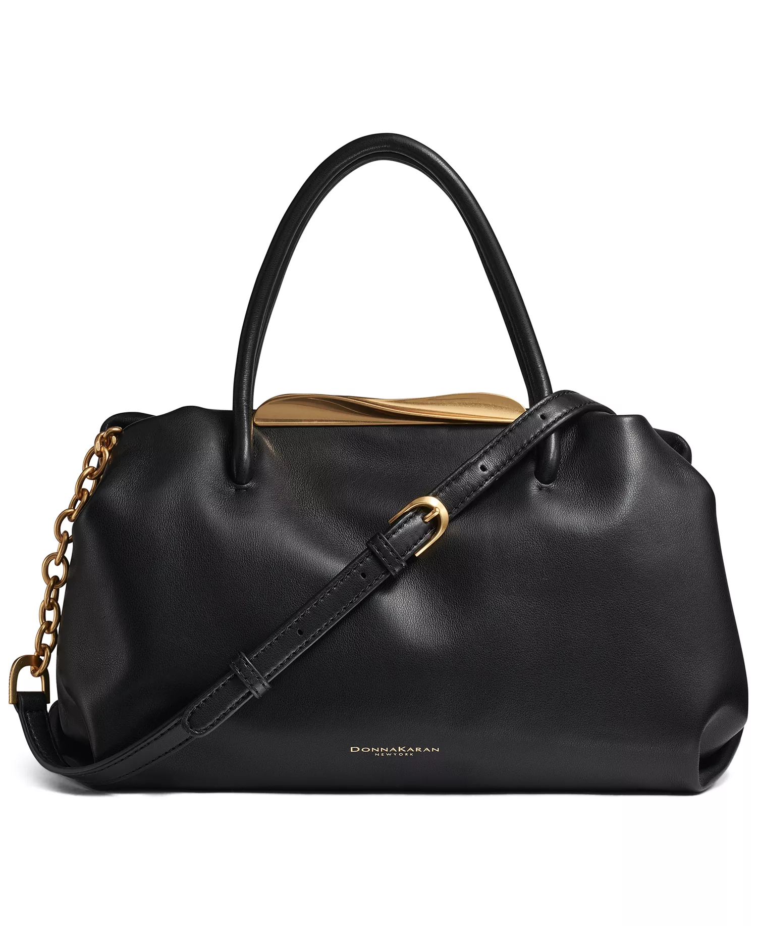 Poplin Medium Satchel Bag - Black/Gold - NO SIZE