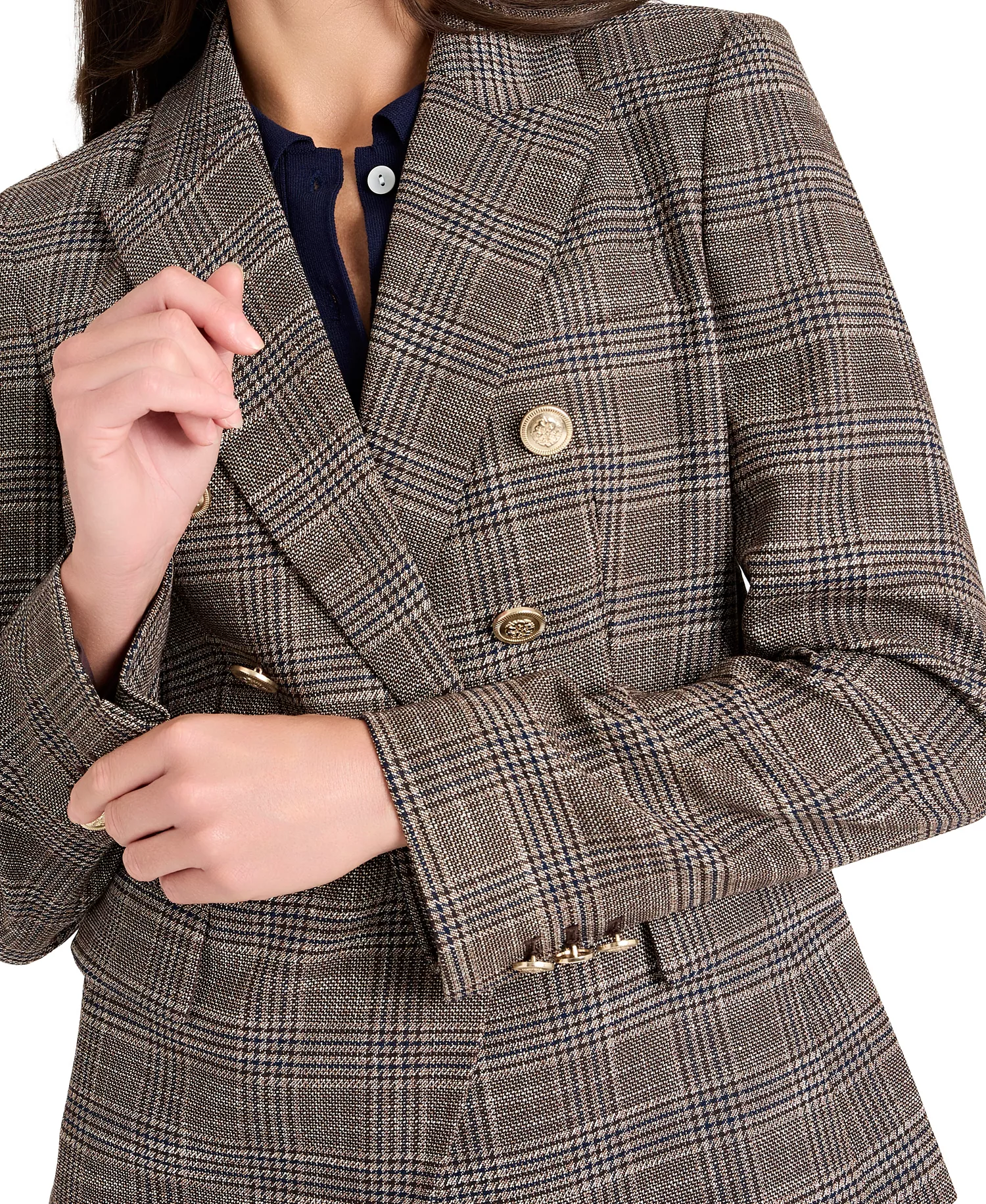 Petite Plaid Blazer Jacket - Espresso I - 10P