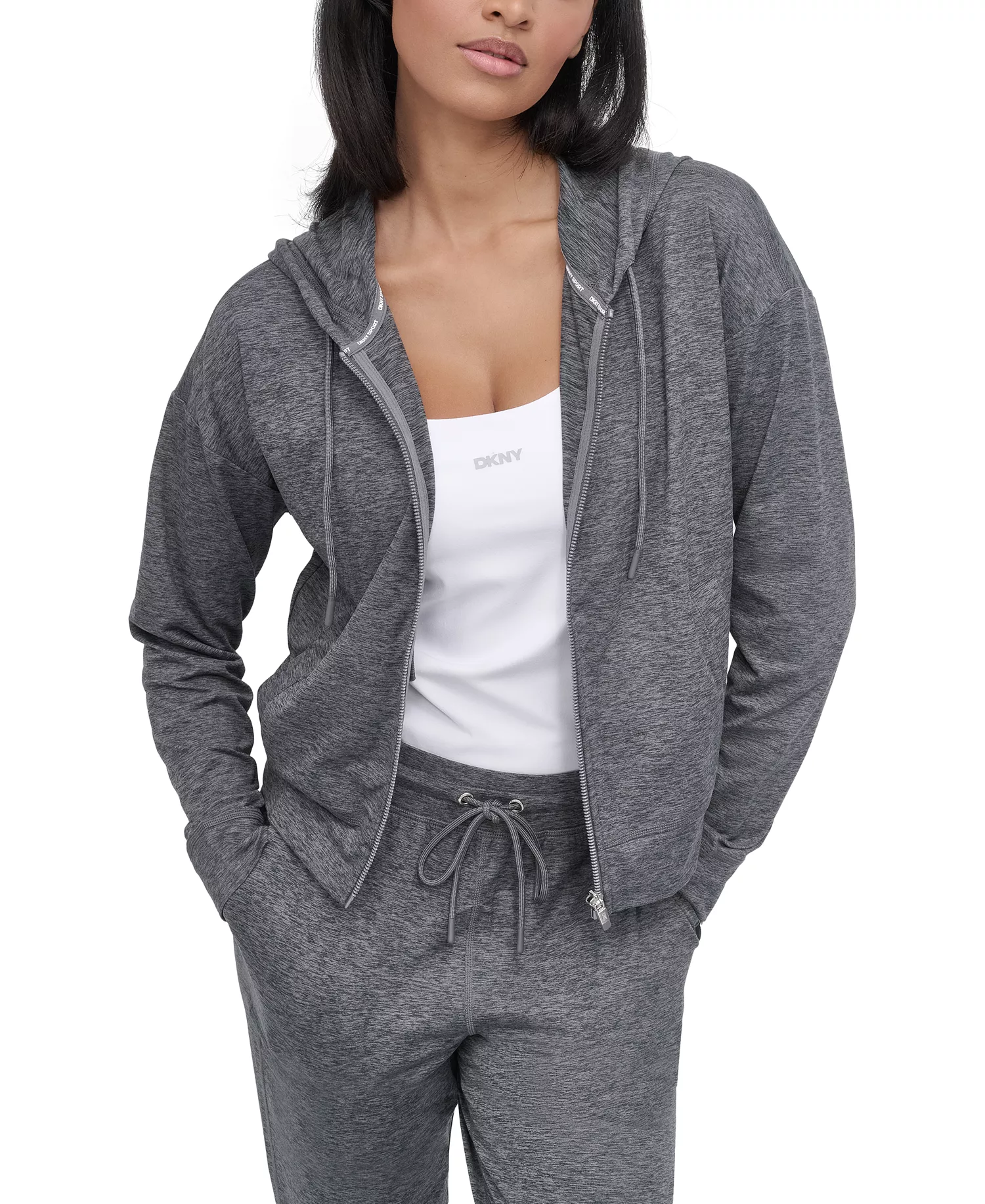 Sport Women's Spacedye Full-Zip Long-Sleeve Hoodie - Black Spacedye - M