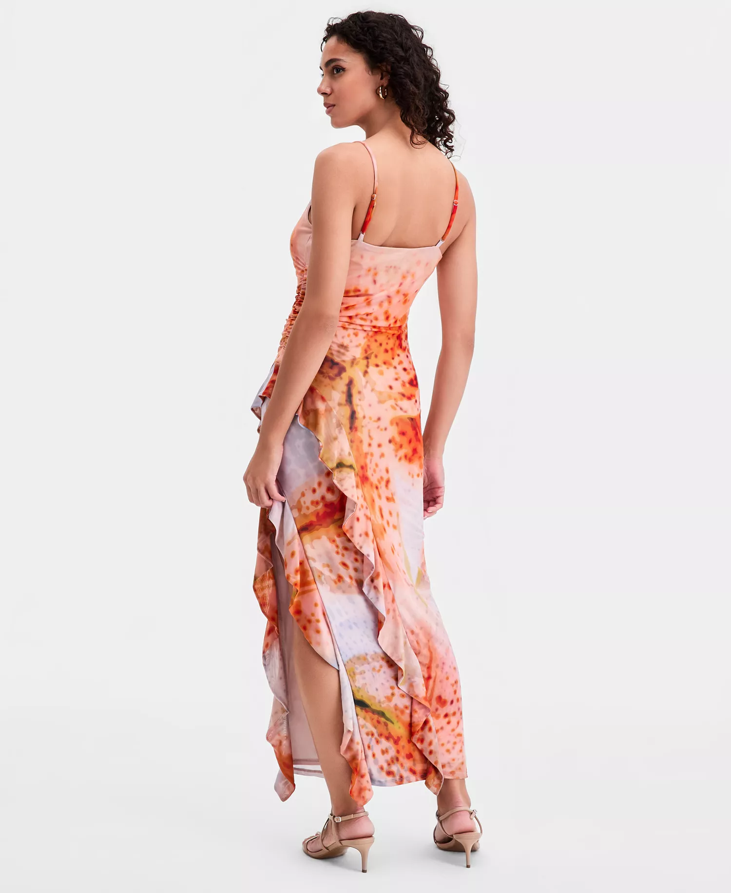 Women's Ruffled Sleeveless Dress, Macy's Exclusive - Floral Blur - L