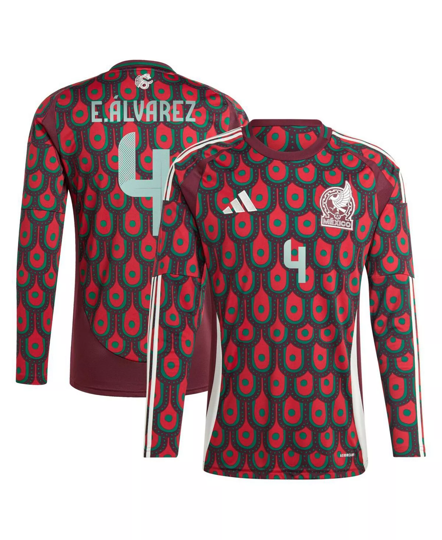 Men's Edson Alvarez Burgundy Mexico National Team 2024 Home Replica Player Long Sleeve Jersey - Burgundy - L