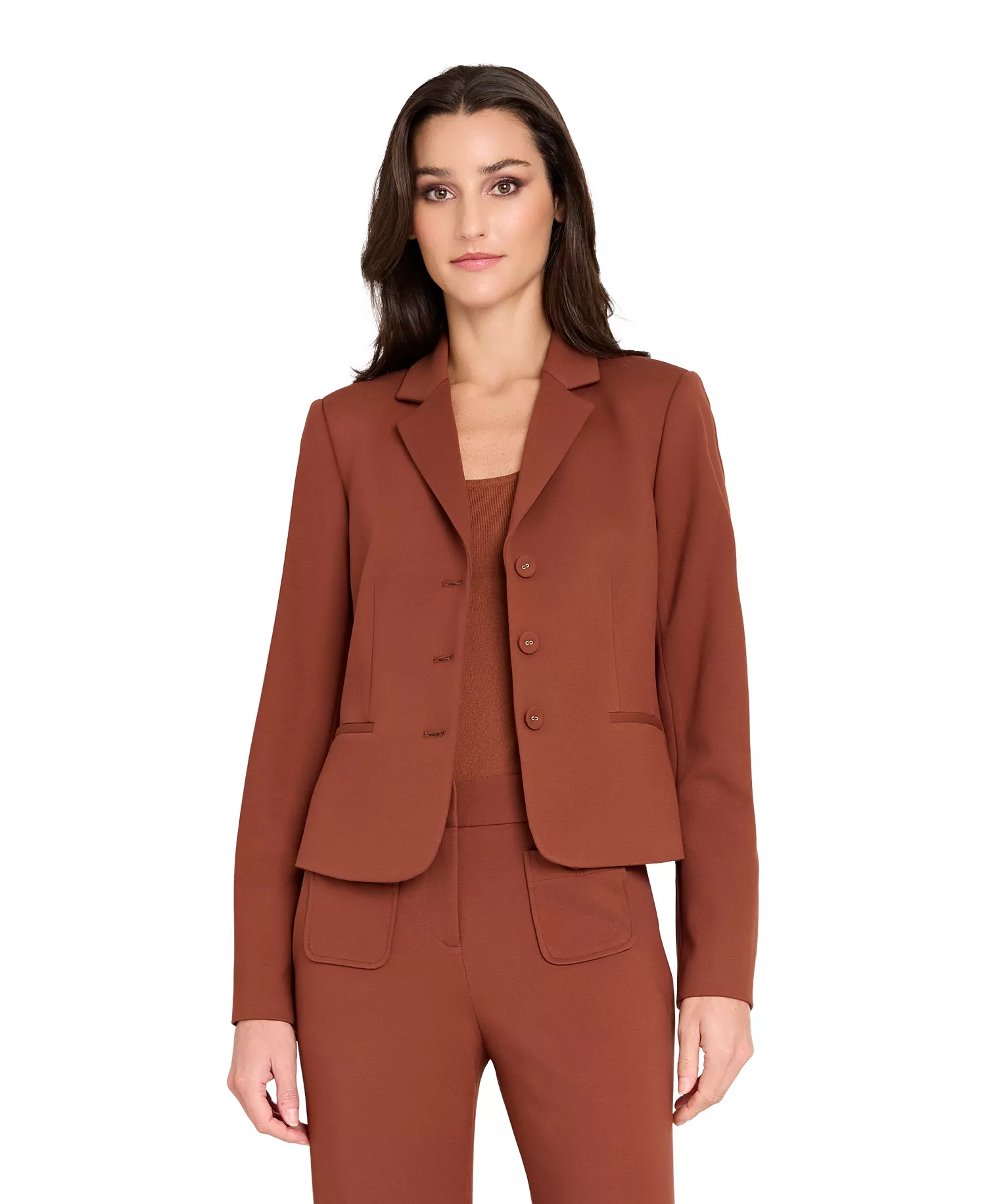 Women's Notch Collar Short Jacket - Tawny - 10