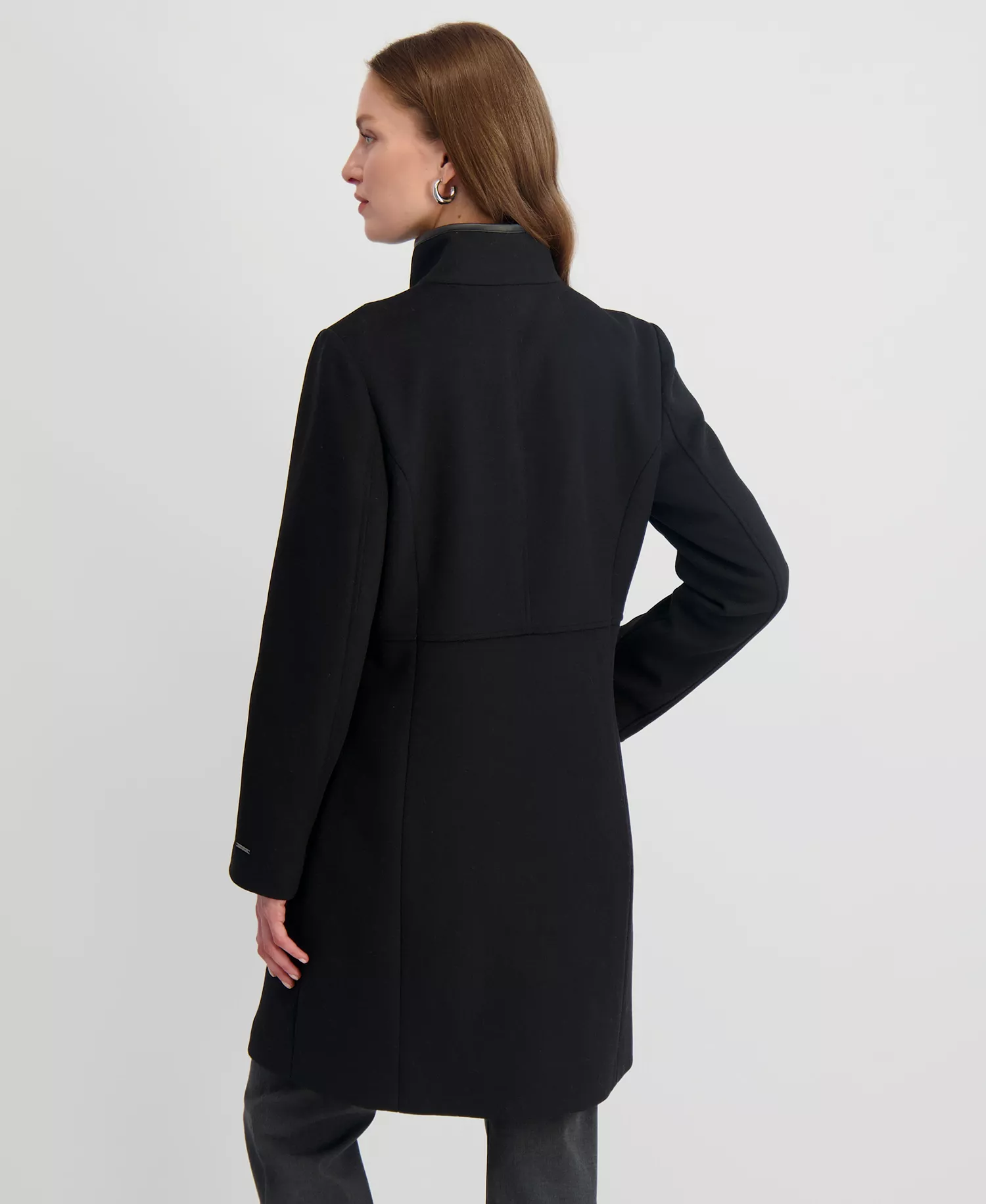 Women's Stand-Collar Button-Front Coat - Black - L