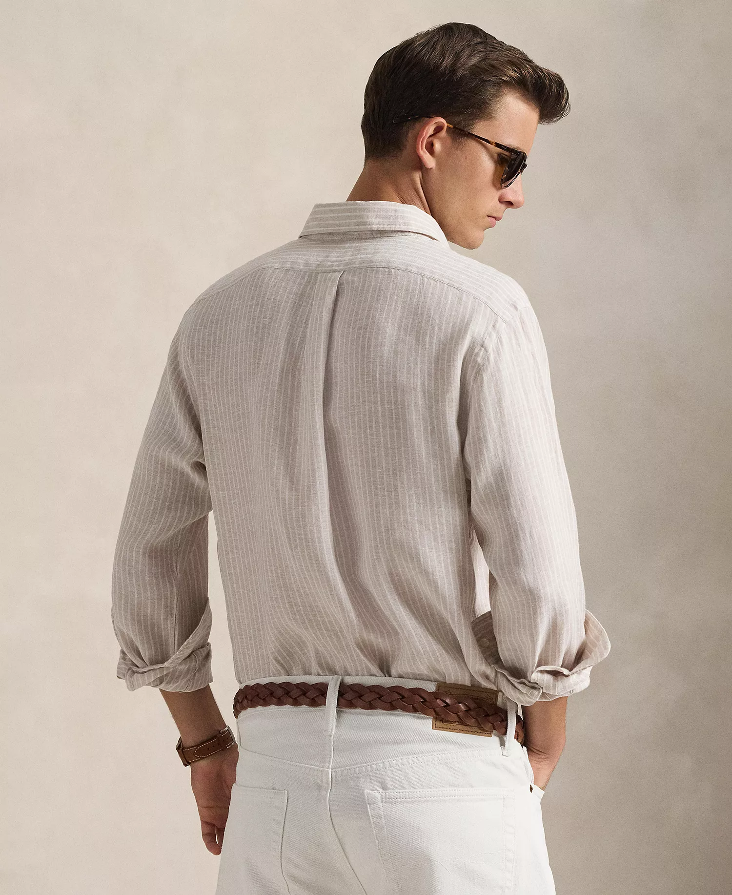 Men's Classic-Fit Collared Shirt - Coastal Beige White - 2XL