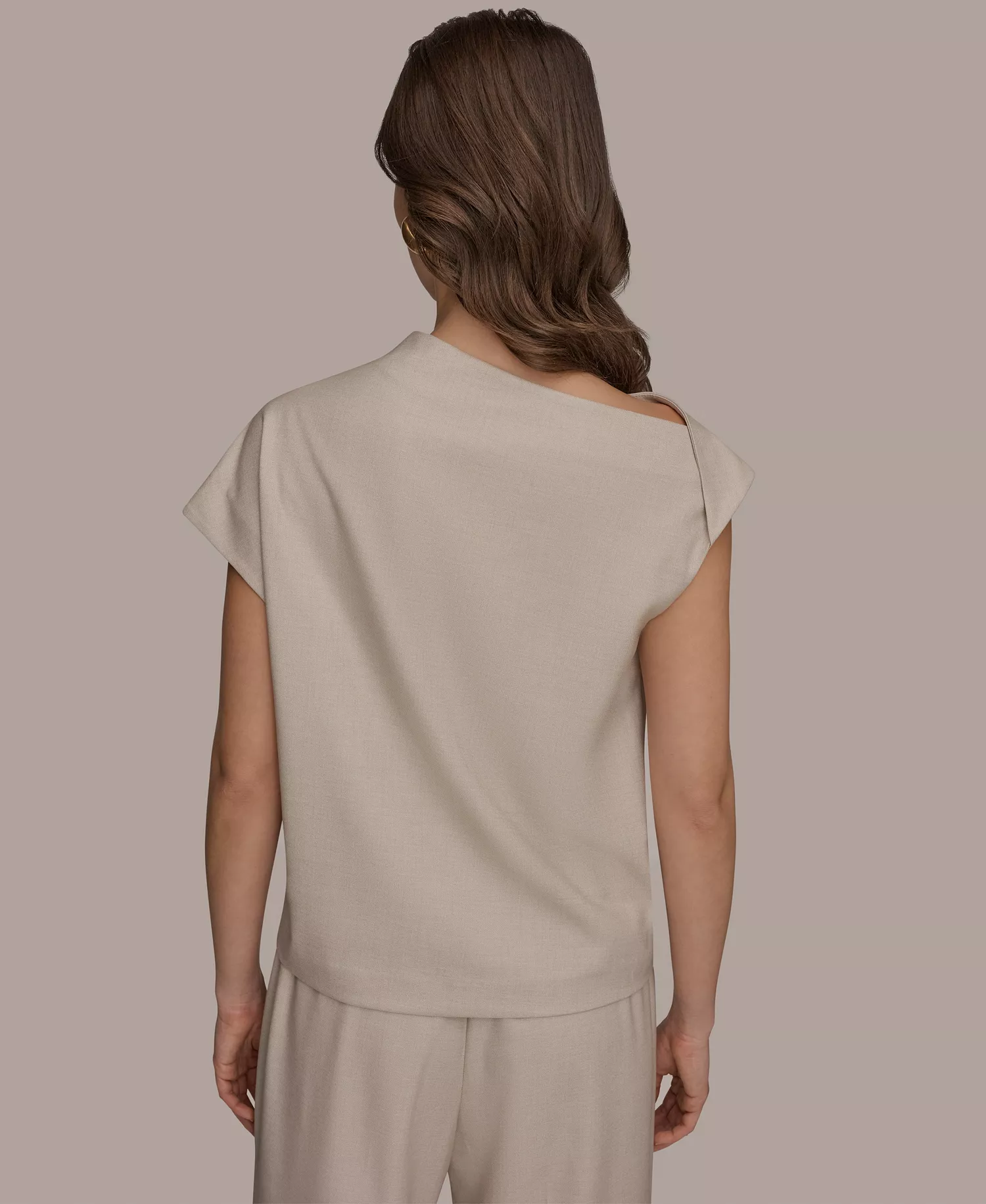 Women's Draped Neck Top - Tuscan Grey - L
