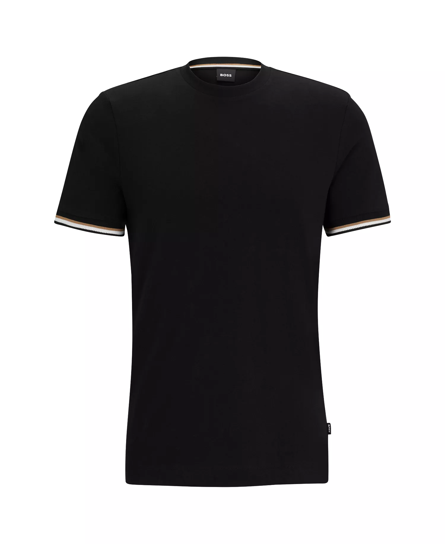 Men's Signature-Stripe Cuffs T-shirt - Black - 2XL