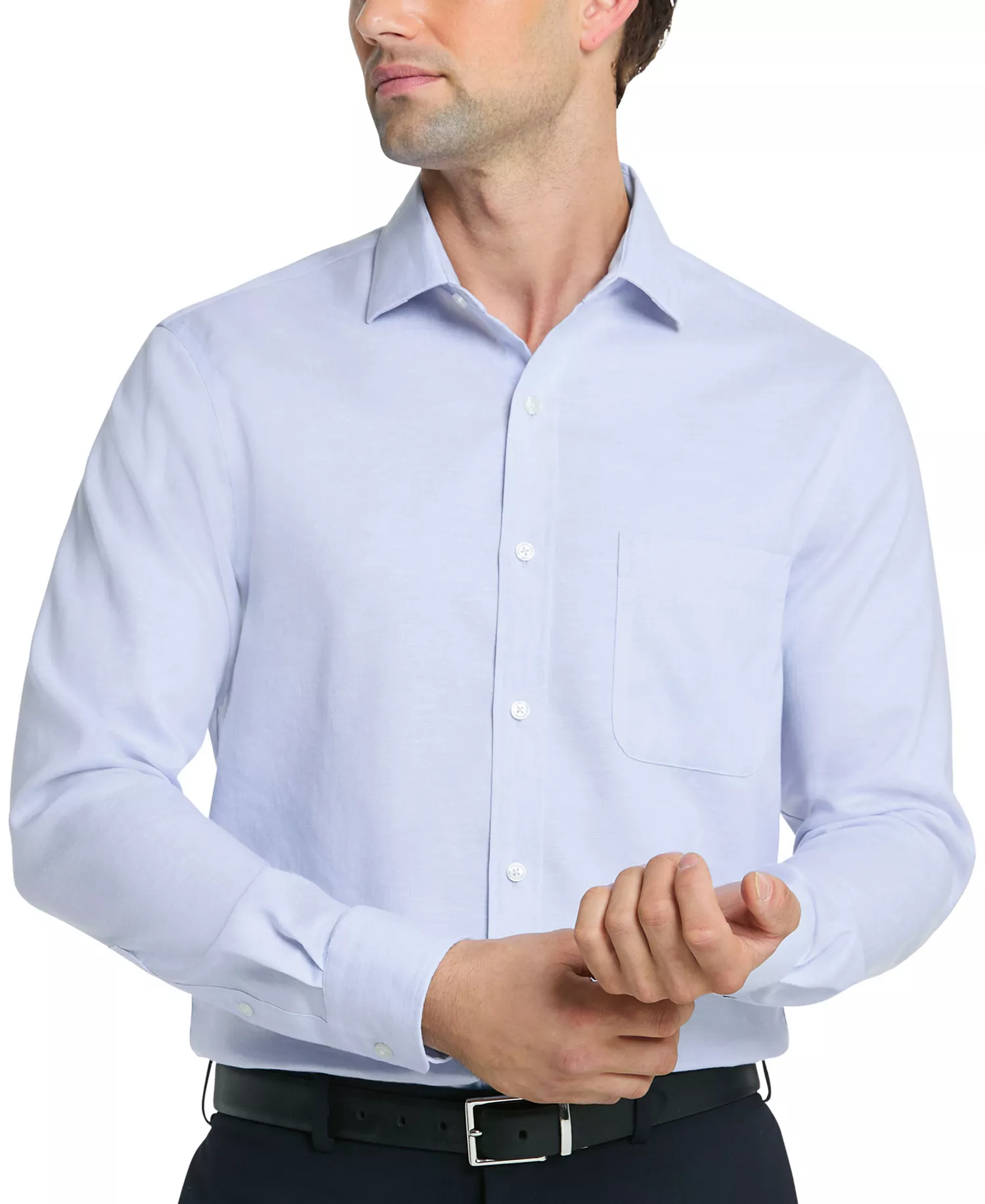 Mens Regular Fit Linen Dress Shirt - Blue - 14-14.5 32-33