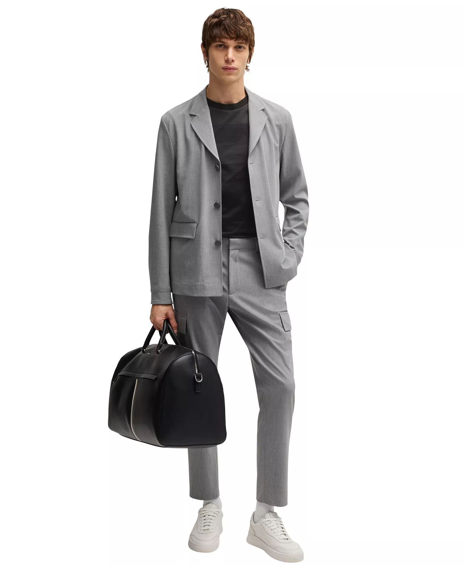 Men's Two-Tone Jacquard T-Shirt - Black - 2XL