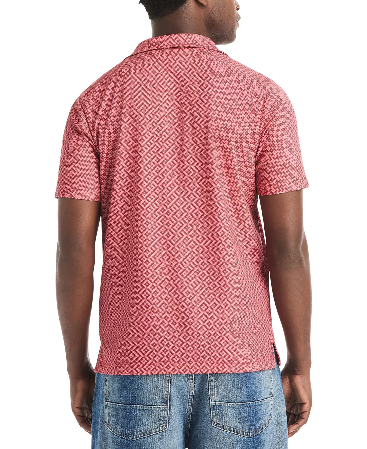 Men's Short-Sleeve Diamond Geo Camp-Collar Shirt - Ocean Garnet - L