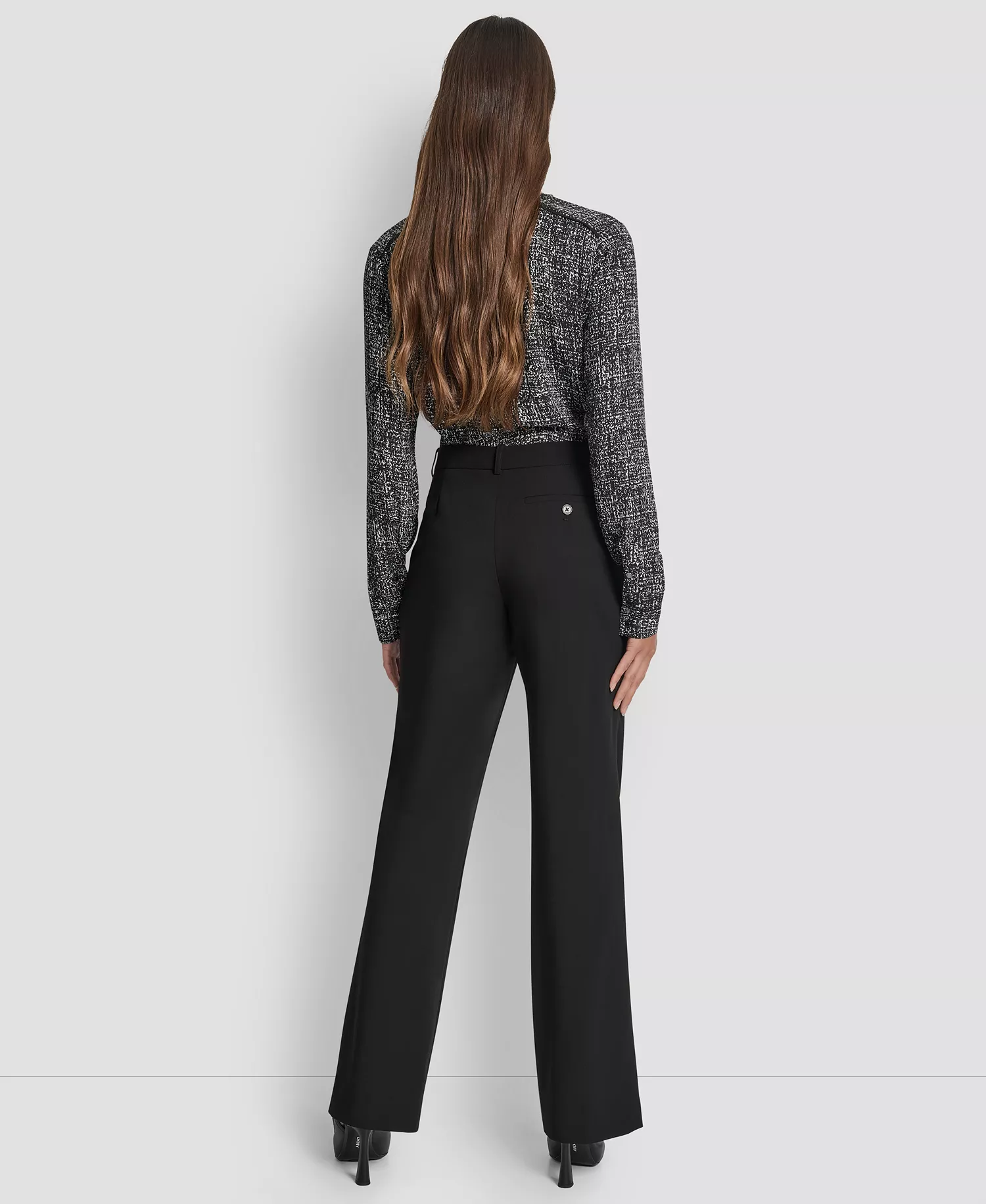 Women's Modern Fit Flat-Front Trousers - Black - 0