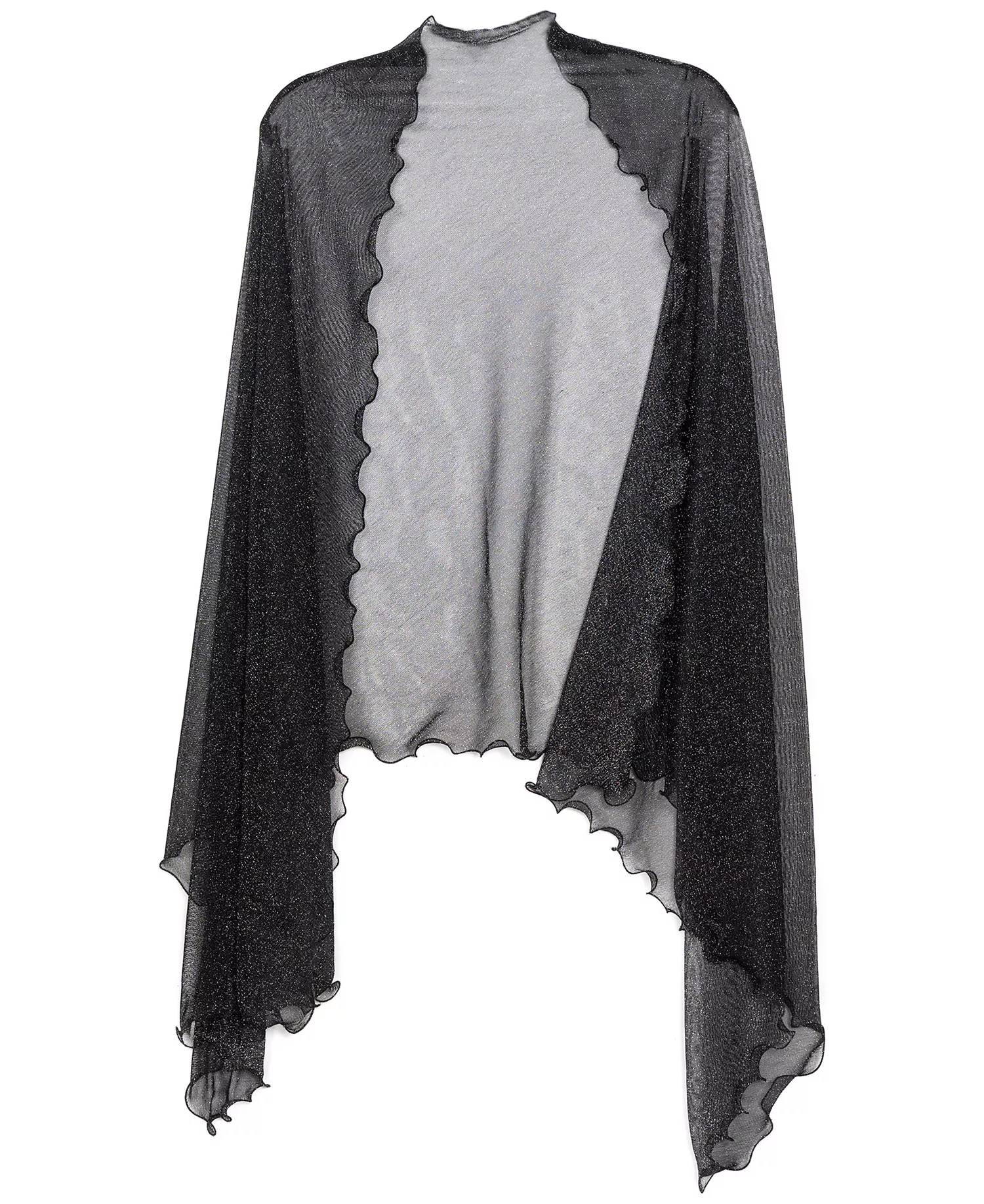 Ruffle-Edge Metallic Evening Wrap, Created for Macy's - Black - ONE SIZE