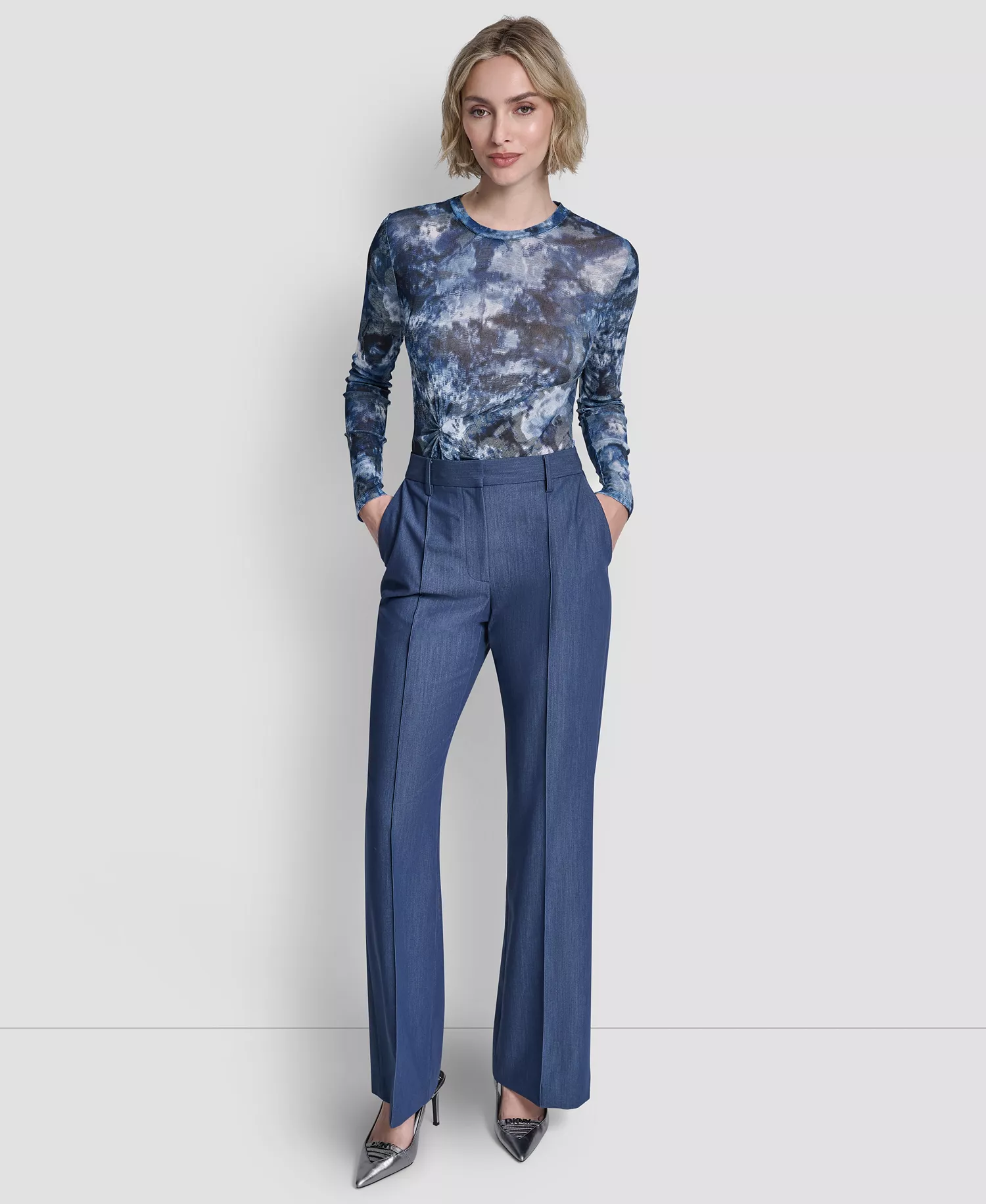 Women's Pintuck Fit and Flare Pants - Hudson Blue - 10