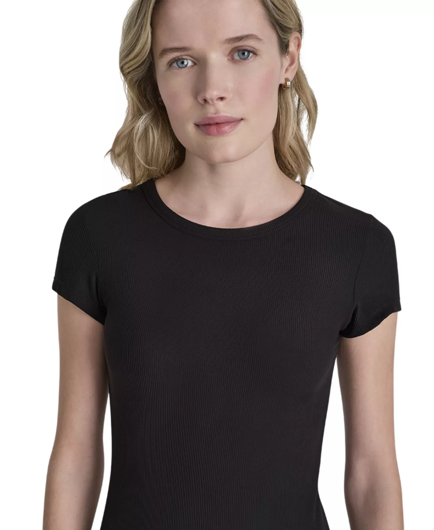 Women's Hudson Rib Crew Neck T-Shirt - Black - L