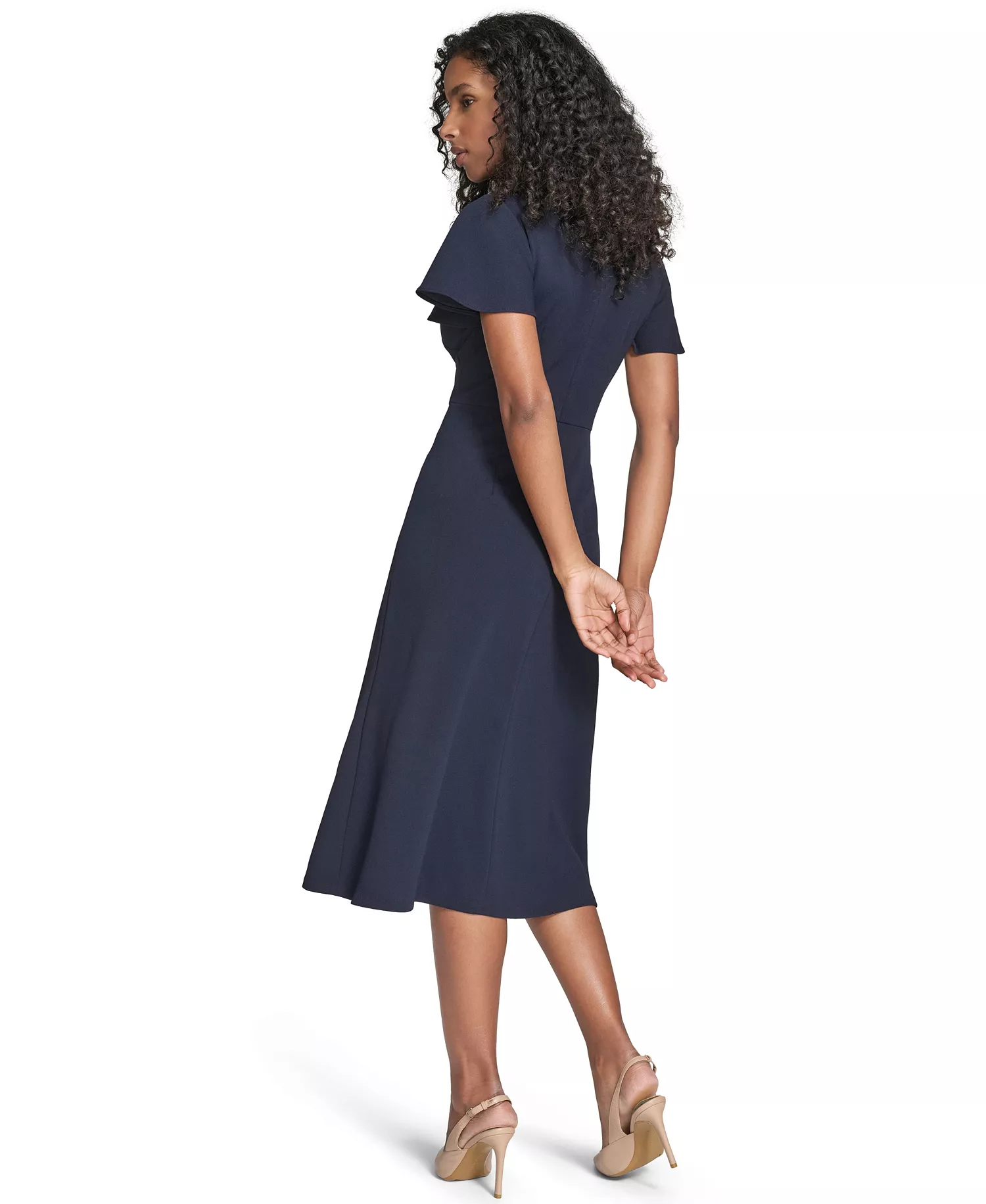 Women's Flutter Sleeve Midi Dress - Indigo - 10