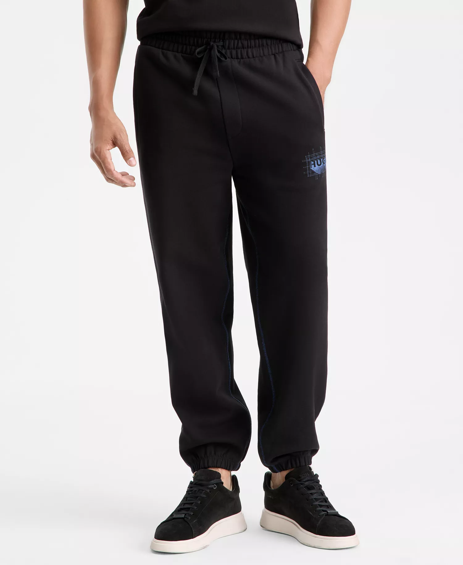 Men's Cotton Logo Jogger Pants - Black - 2XL