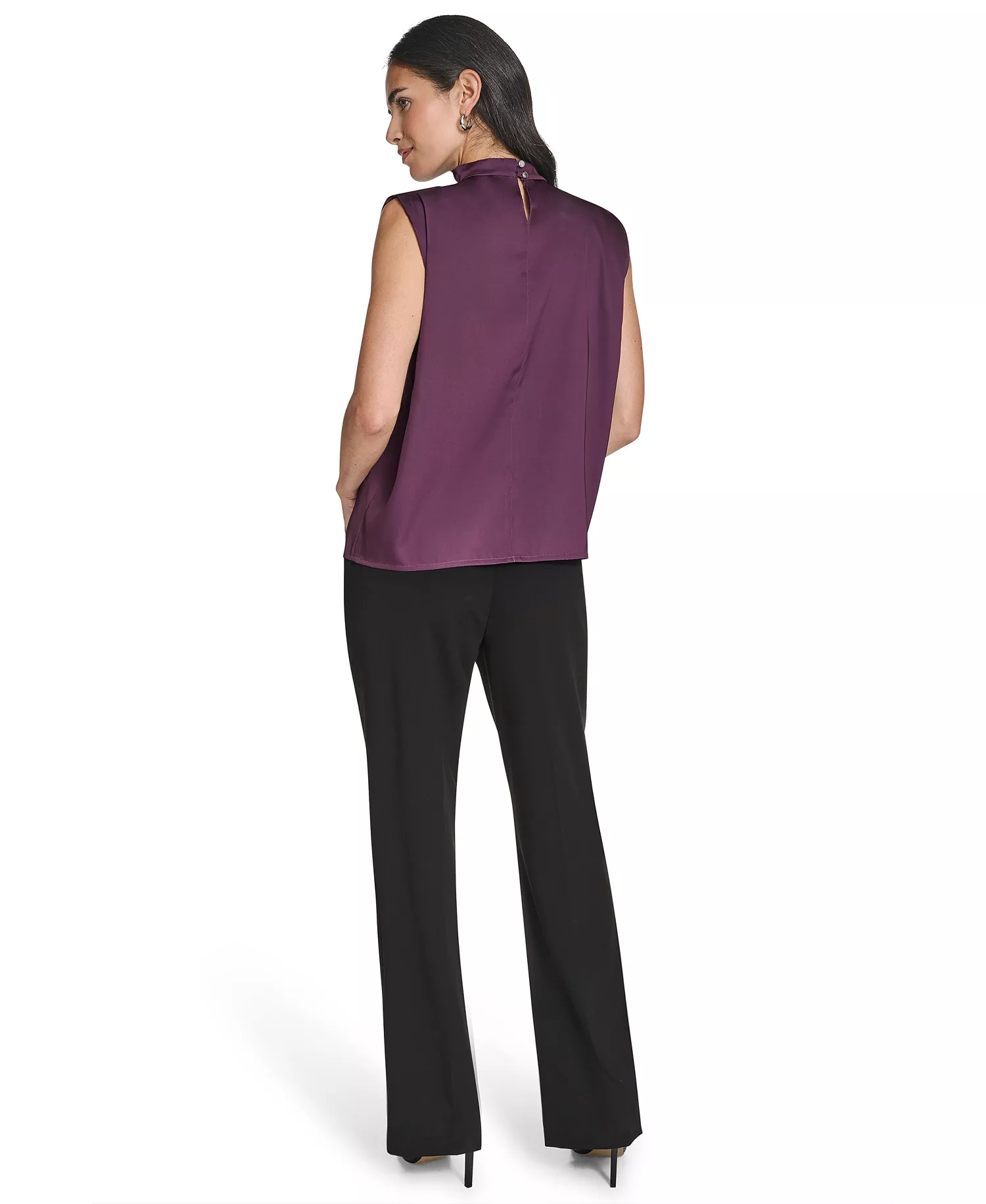 Women's Mock Neck Top - Aubergine - L