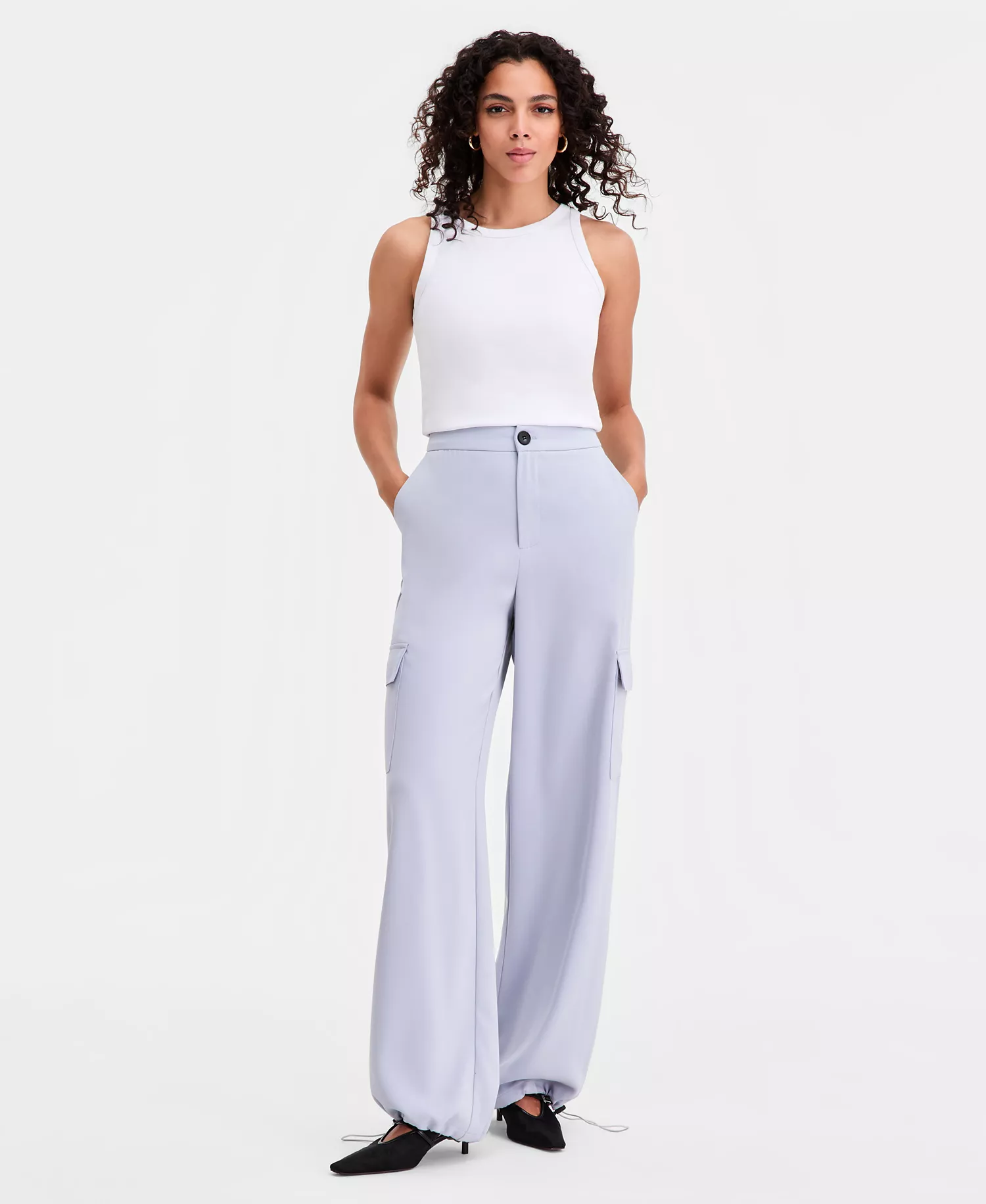 Women's Tailored Cargo Jogger Pants, Macy's Exclusive - Powder Blue - L
