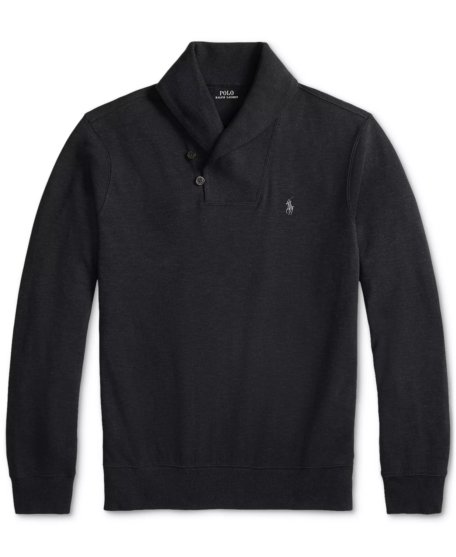 Men's Luxury Jersey Shawl-Collar Pullover - Polo Black Heather/c9979 - XS