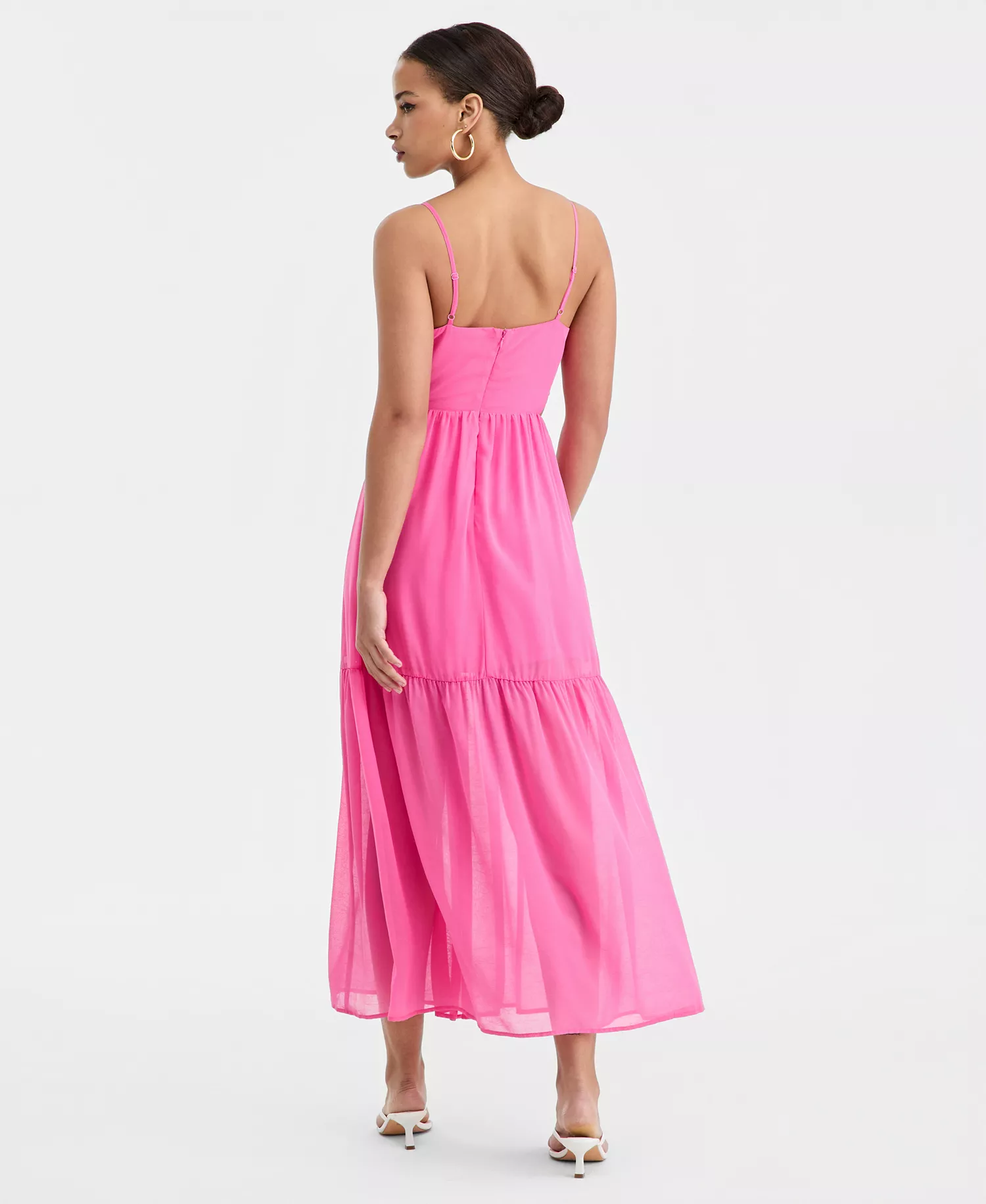 Women's V-Neck Sleeveless Midi Dress, Macy's Exclusive - Pink Dazzle - L