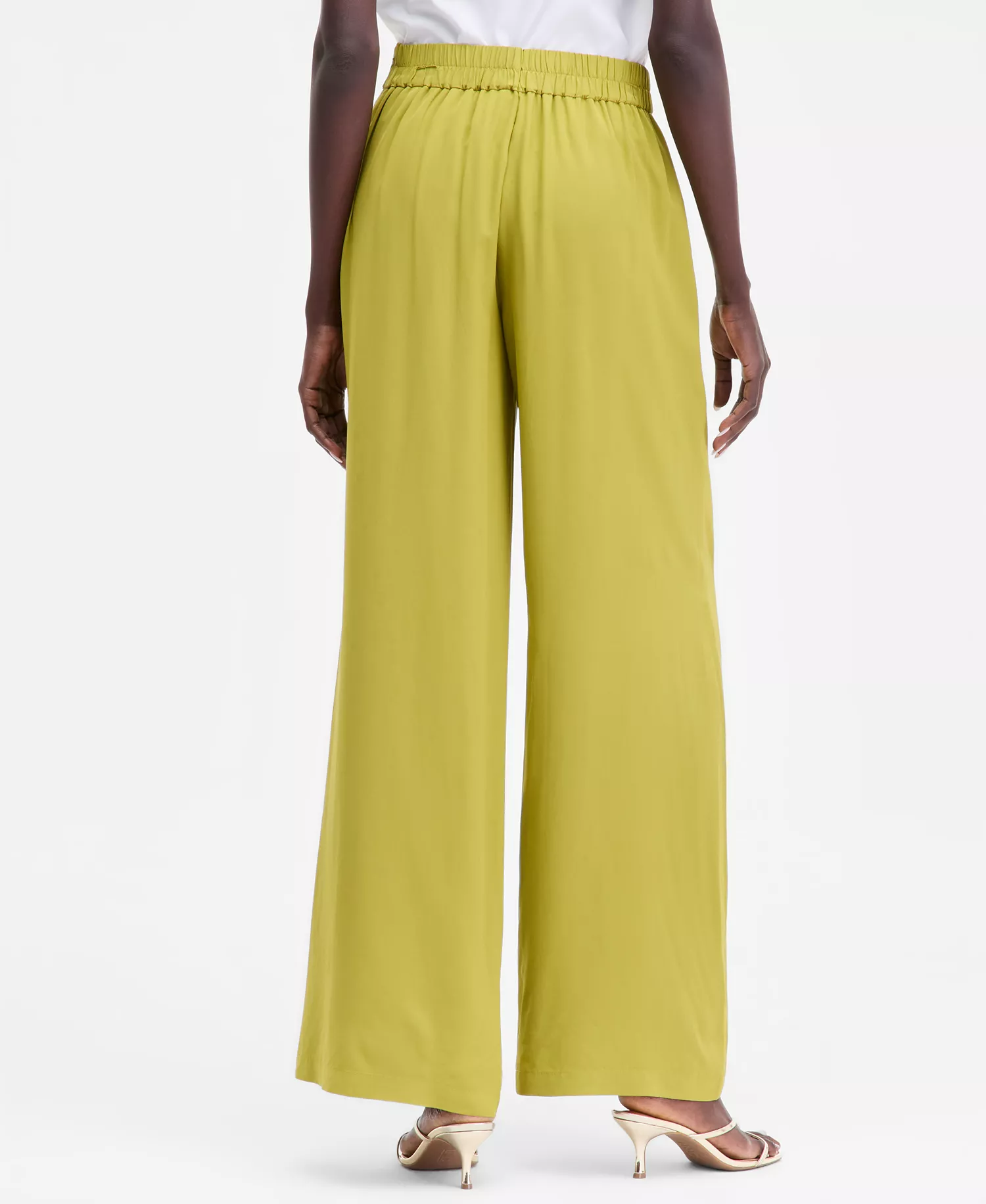Women's Wide-Leg Pull-On Pants, Macy's Exclusive - Citrine Green - L