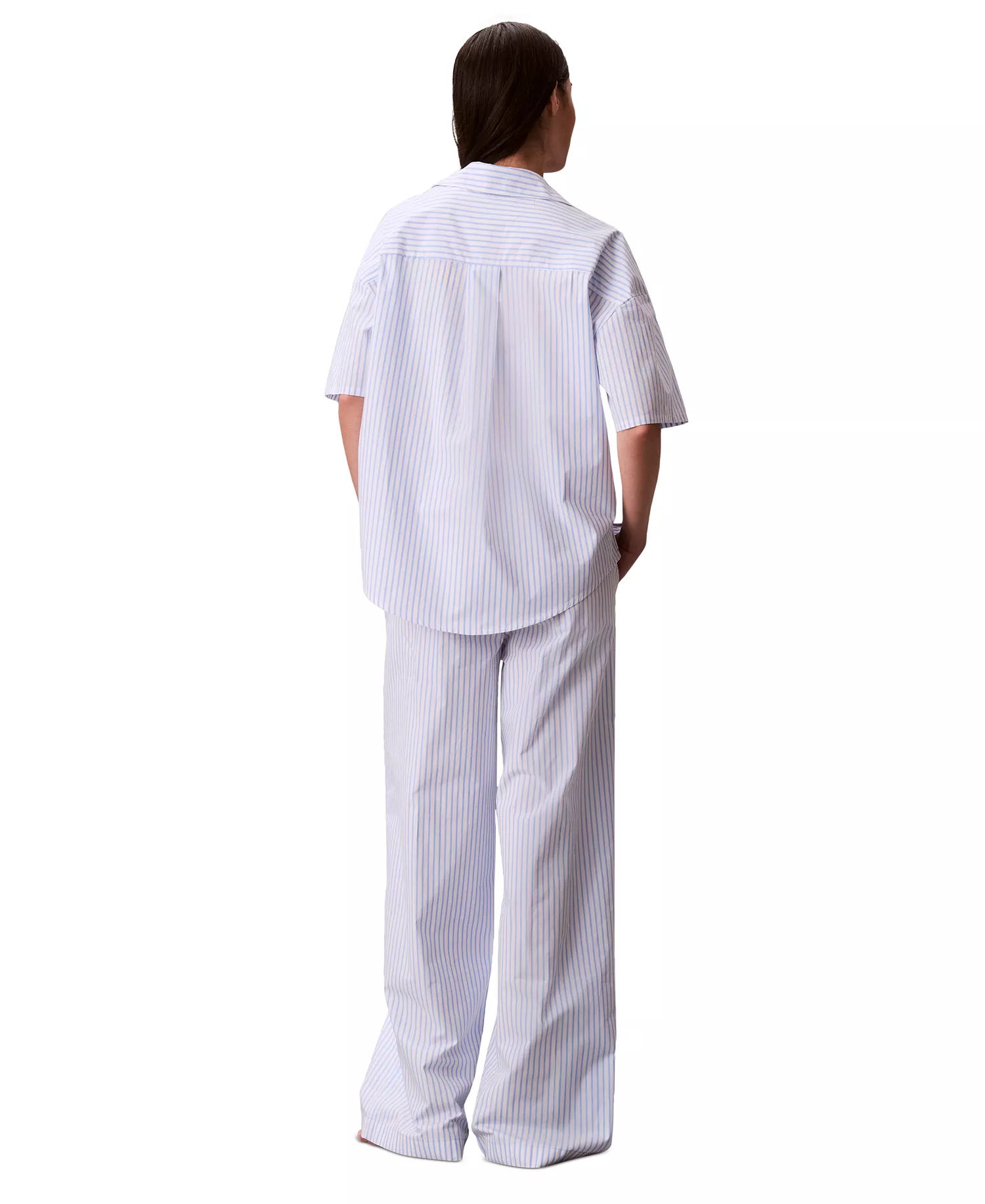 Women's Striped Short-Sleeve Pajama Shirt - Sera Stripe Blue - L