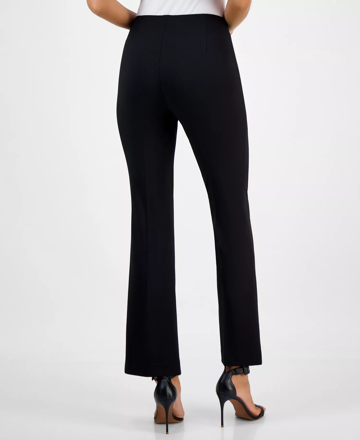 Women's Crepe High-Rise Flared-Leg Pants, Macy's Exclusive - Black - L