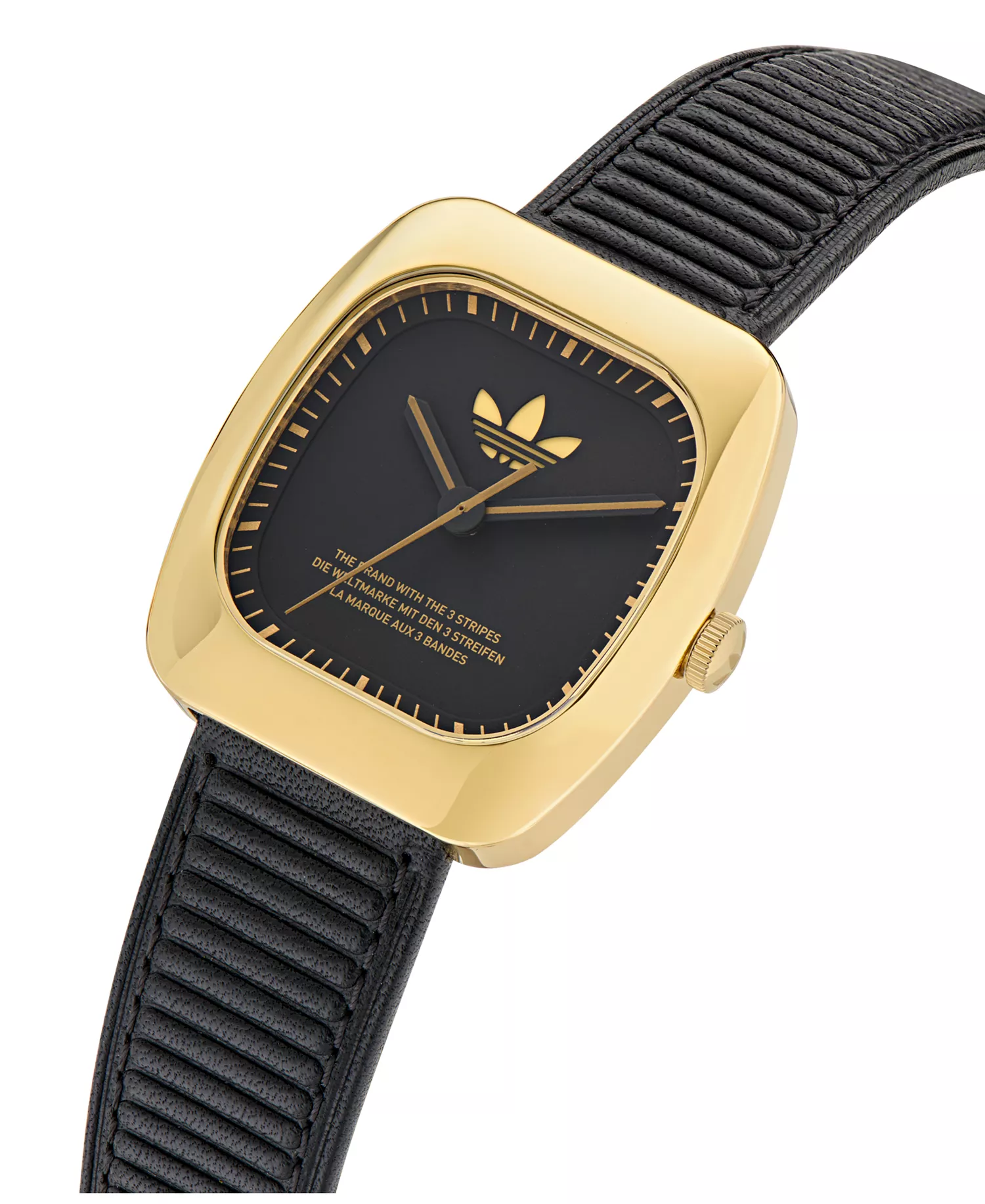 Unisex Analog Black Leather Watch, 37mm - Black - No Size