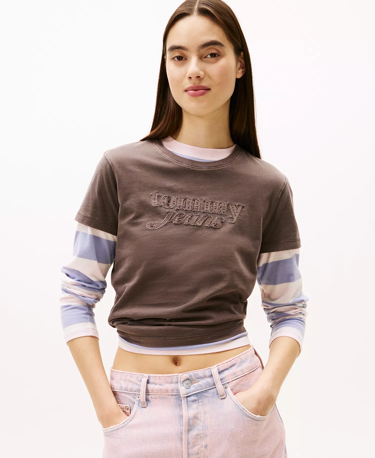 Women's Garment Dyed Script Short-Sleeve T-Shirt - Black Walnut - L