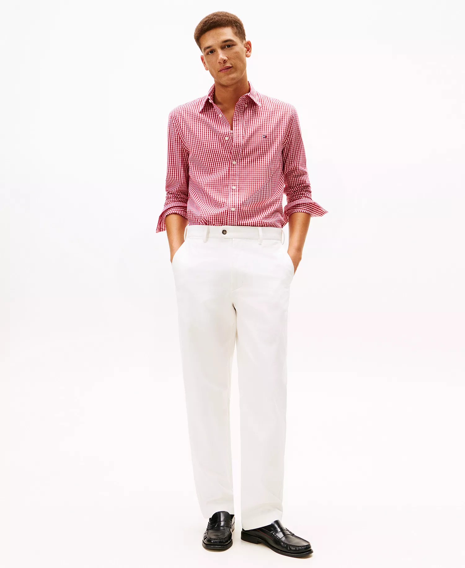 Men's Flex Poplin Big Gingham Shirt - Medium Red / Check - L