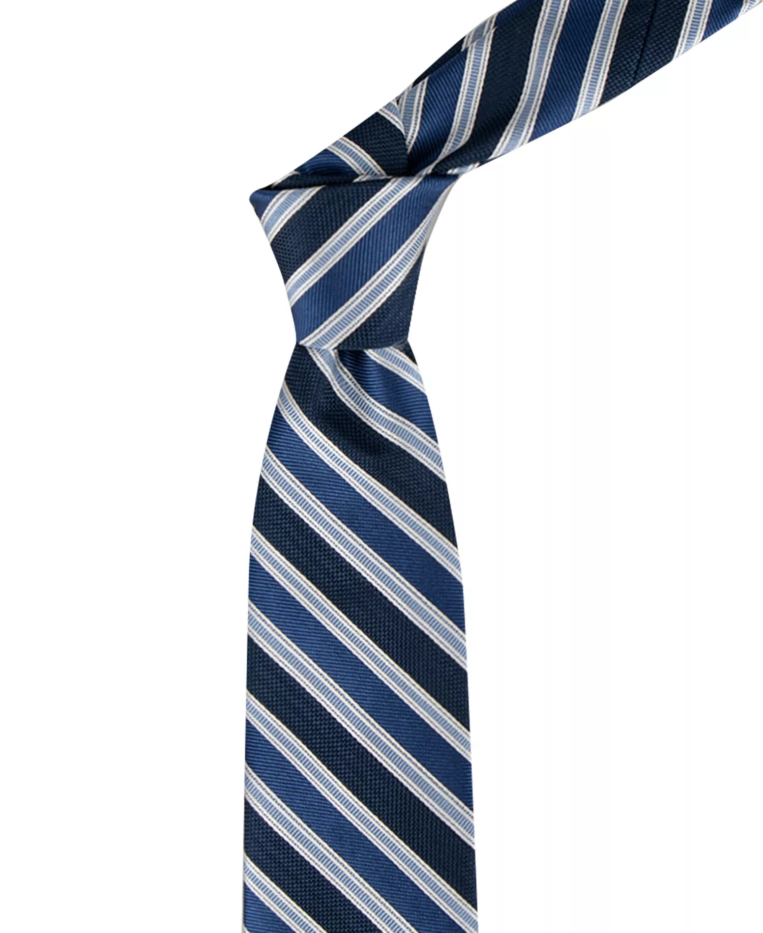 Men's Conrad Striped Pattern Classic Tie - Navy - ONE SIZE