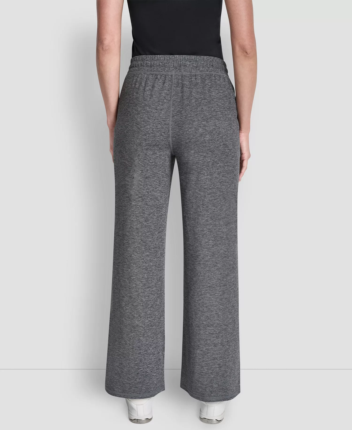 Women's Regular Fit Wide Leg Pants - Black Spacedye - L