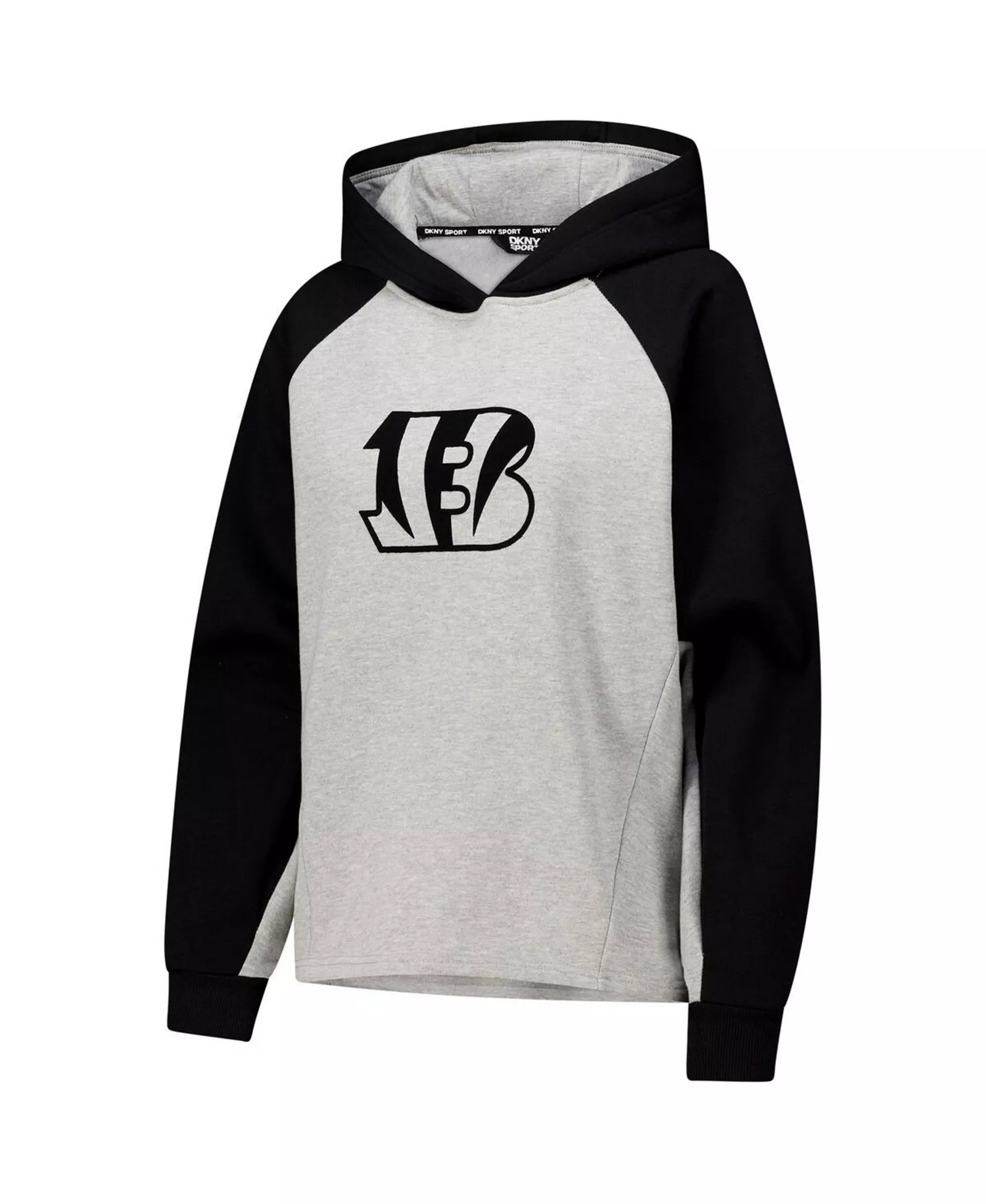 Women's Gray/Black Cincinnati Bengals Joy Cropped Raglan Pullover Hoodie - Gray, Black - L