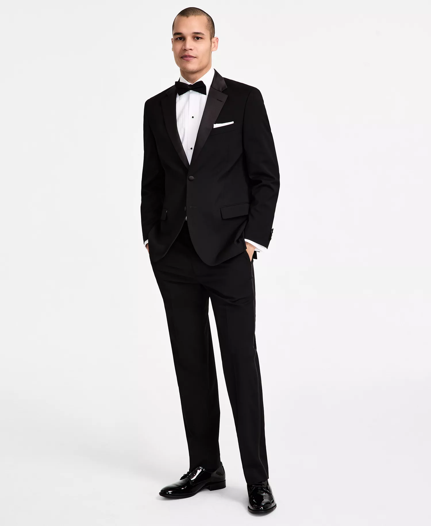 Men's Modern-Fit Stretch Tuxedo Suit  - Black - 36R