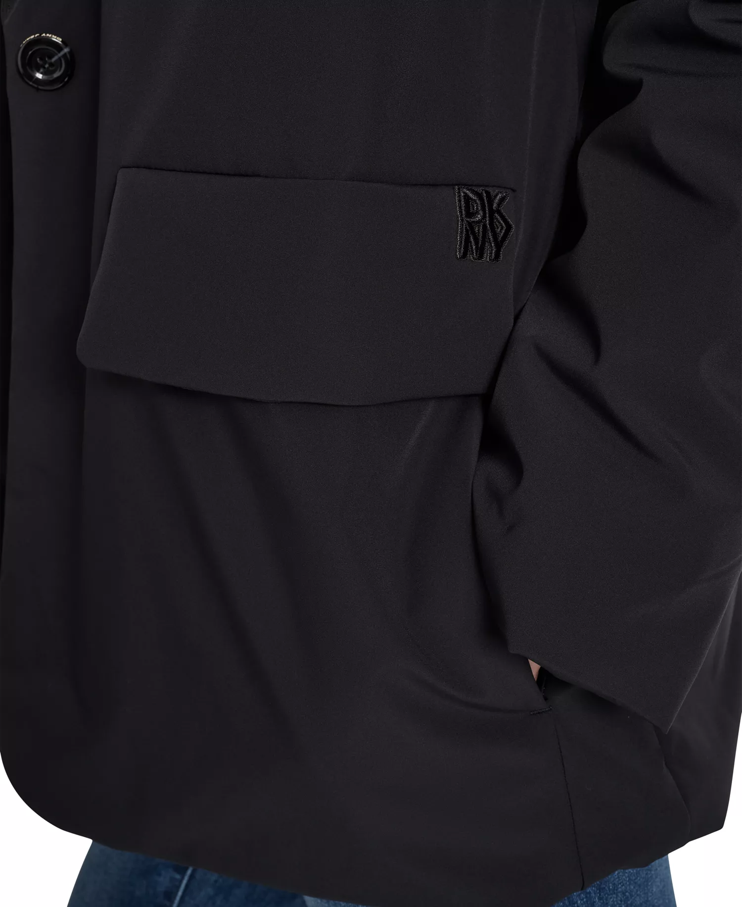 Women's One-Button Puffer Blazer - Black - XS