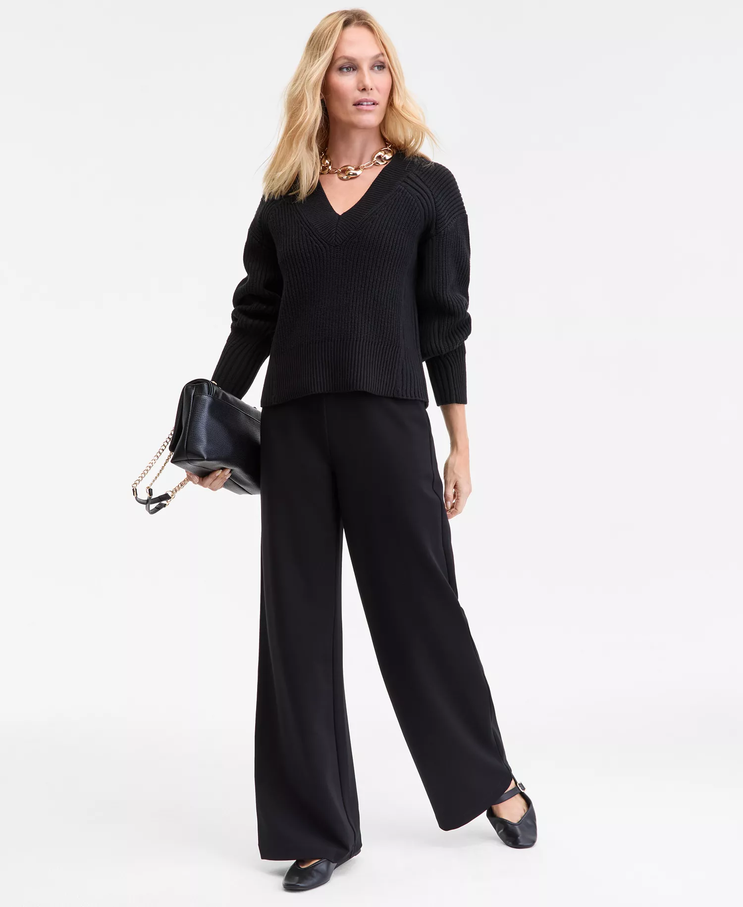 Women's Directional Ribbed Sweater, Macy's Exclusive - Deep Black - XL