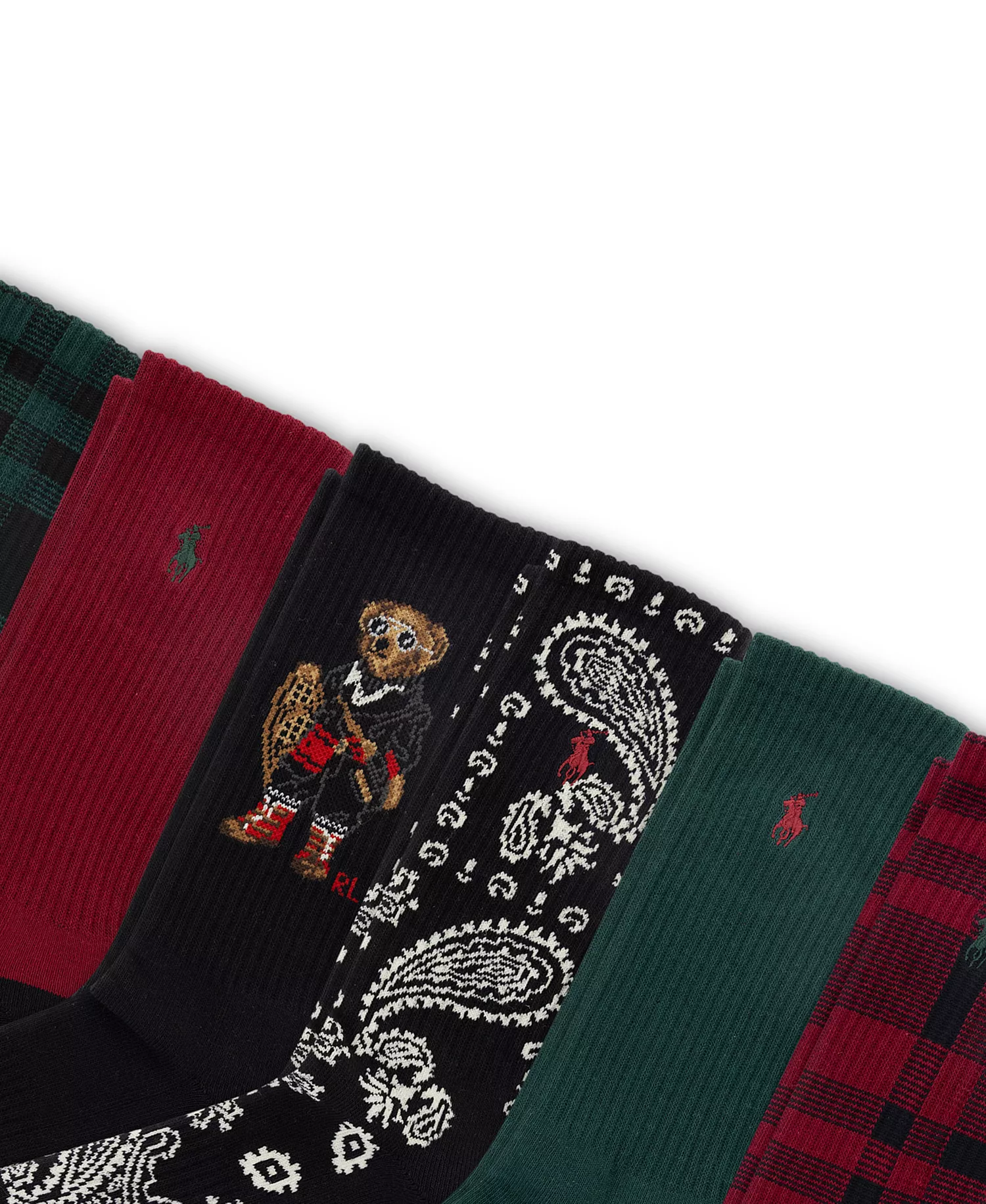 Men's 6-Pack Holiday Bear Crew Socks - Bast - 7-12