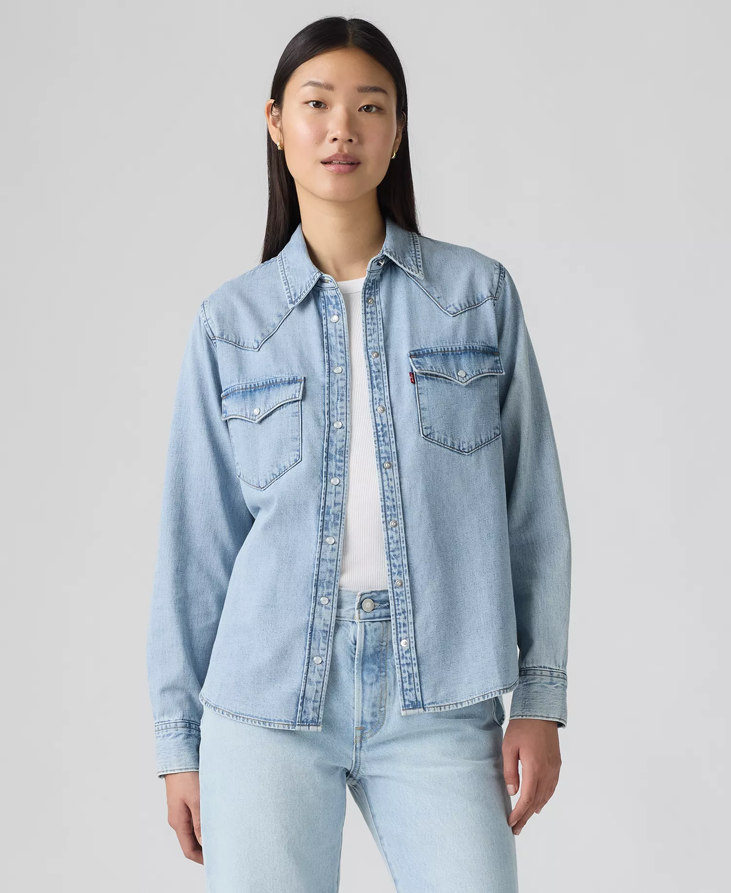 Women's The Ultimate Western Cotton Denim Shirt - Big Discussion - L