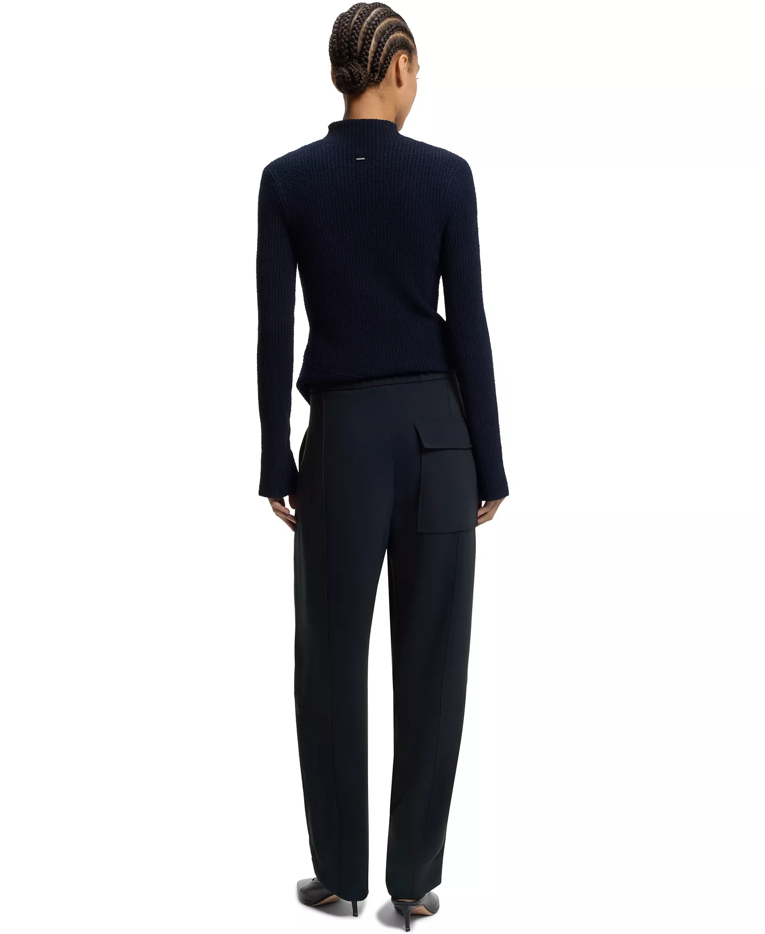 BOSS by Women's Wrinkle-Resistant Crepe Relaxed-Fit Pants - Dark Blue - 0