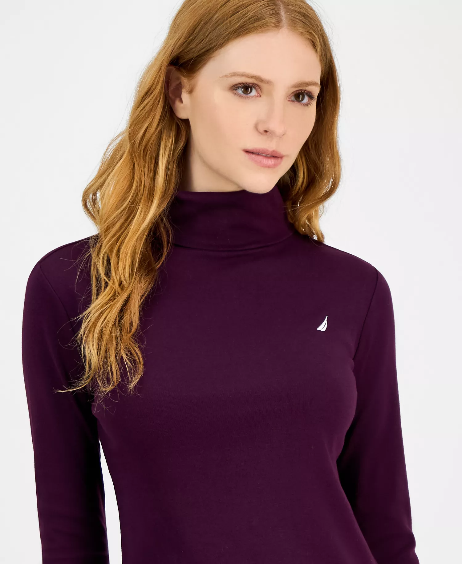 Jeans Women's Cotton Turtleneck Long-Sleeve T-Shirt, Online Only  - Aubergine - L