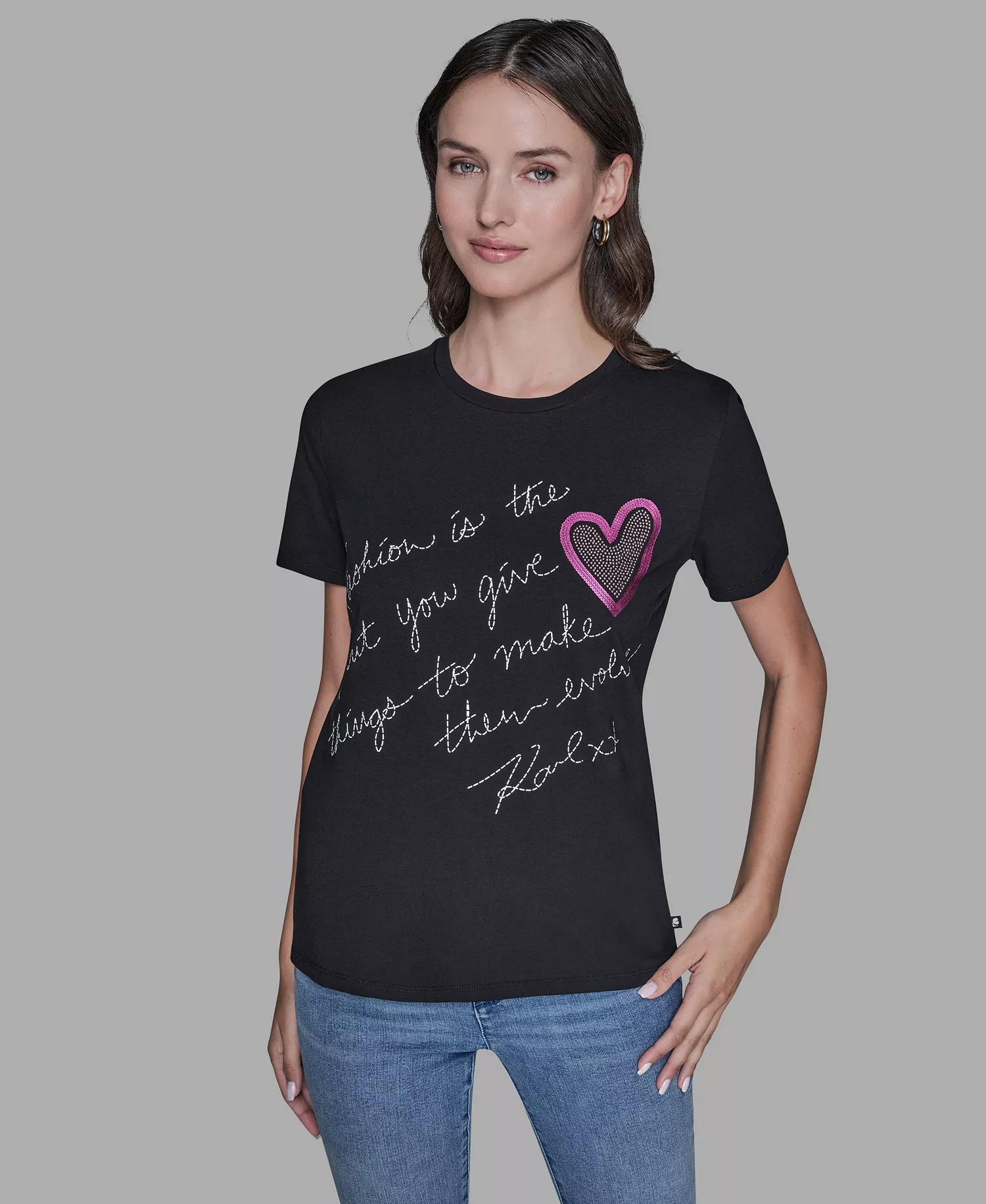 Women's Printed Short-Sleeve T-Shirt - Black - L
