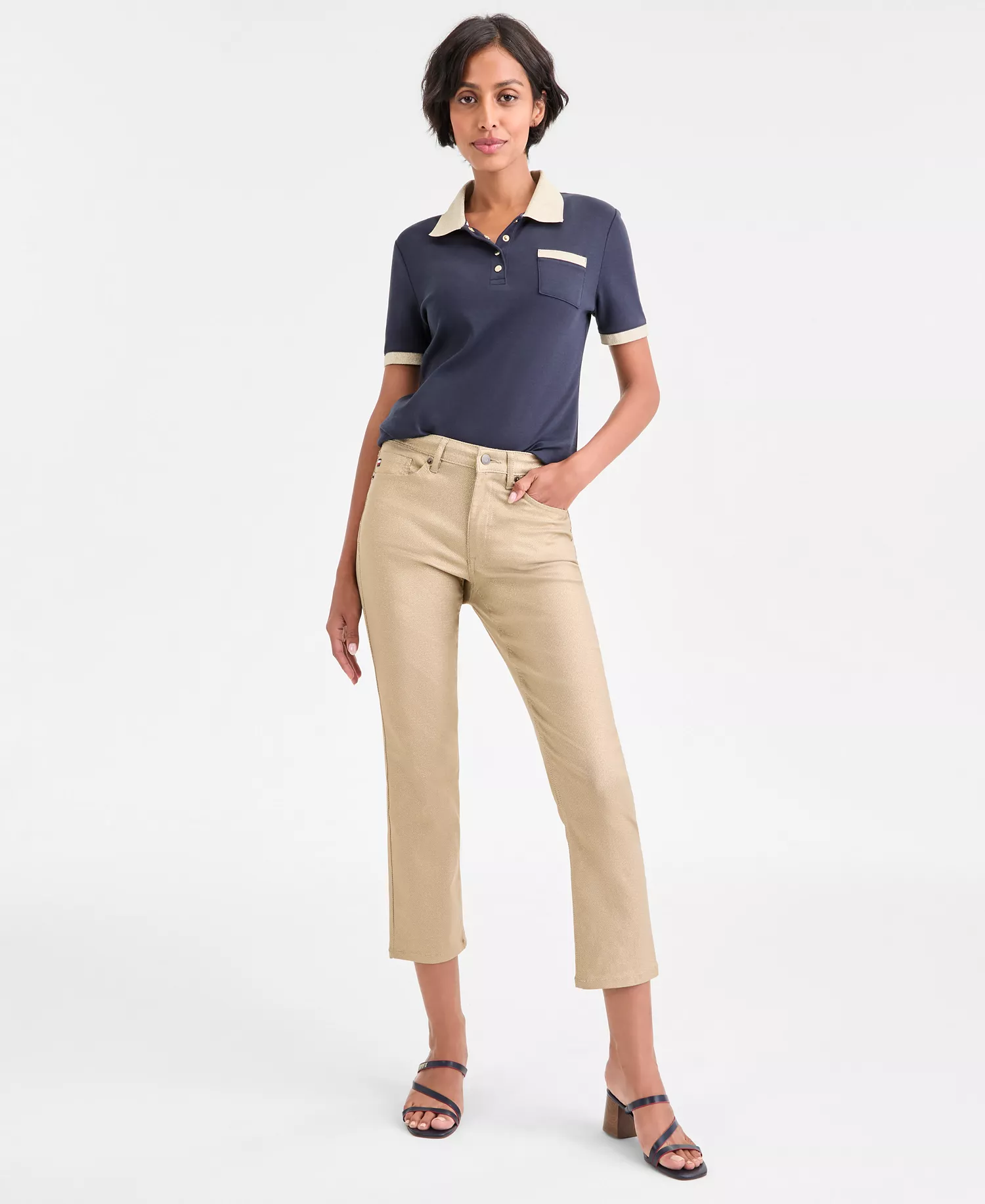 Women's Foiled Straight-Leg Jeans - Gold - 14