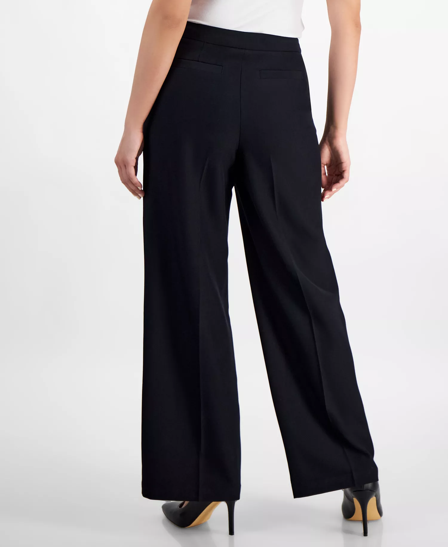Petite Wide-Leg Pants, Created for Macy's - Deep Black - 10P