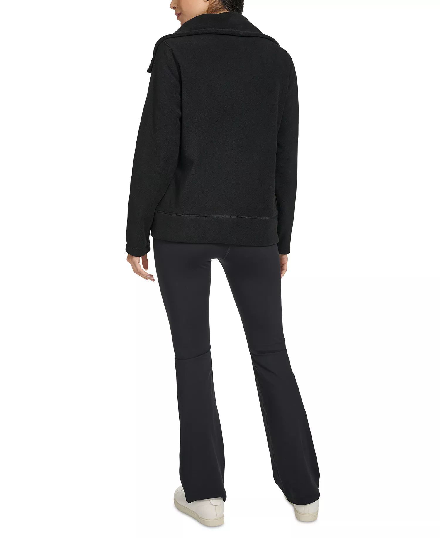 Women's Active Tech Fleece Mock-Neck Jacket - Black - S