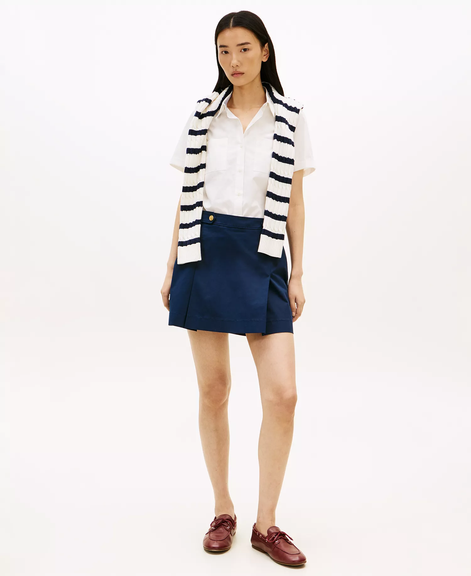 Women's Classic Poplin Solid Short-Sleeve Shirt - Ecru - L