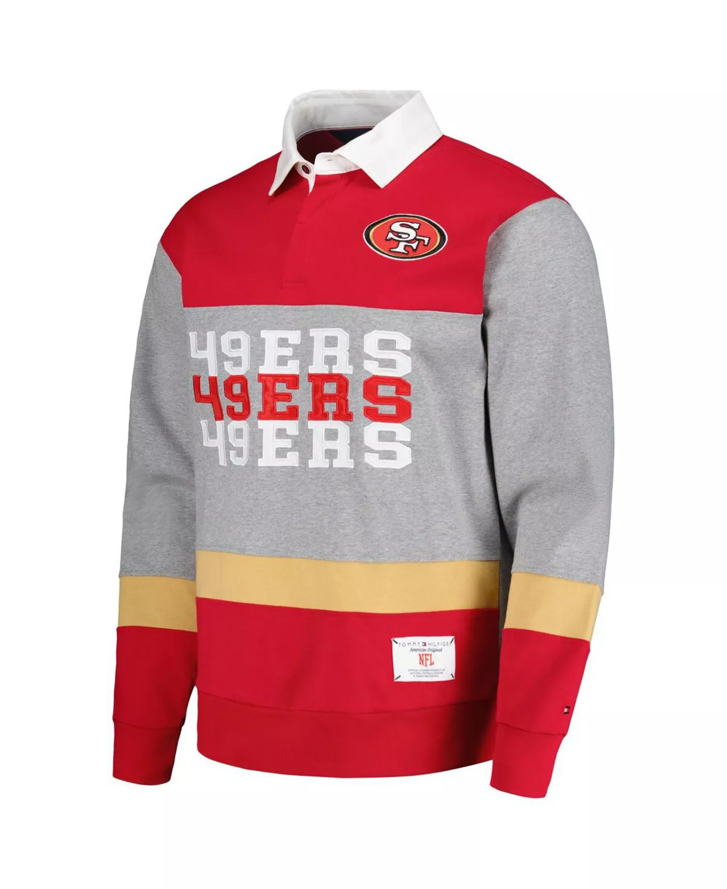 Men's Scarlet San Francisco 49ers Connor Oversized Rugby Long Sleeve Polo Shirt - Scarlet - 2XL