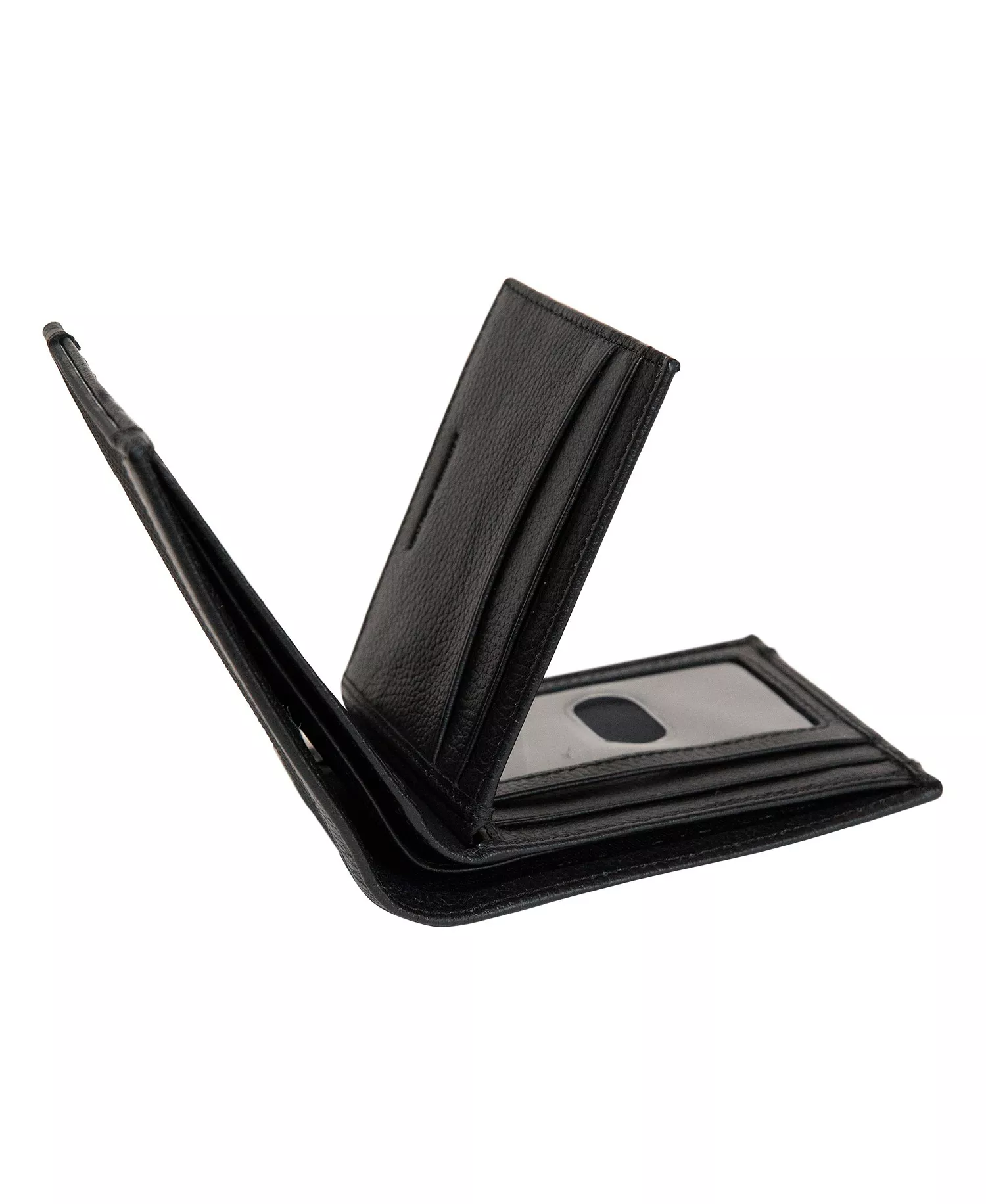 Men's Logo Rubber Leather Bifold Wallet - Black - ONE SIZE