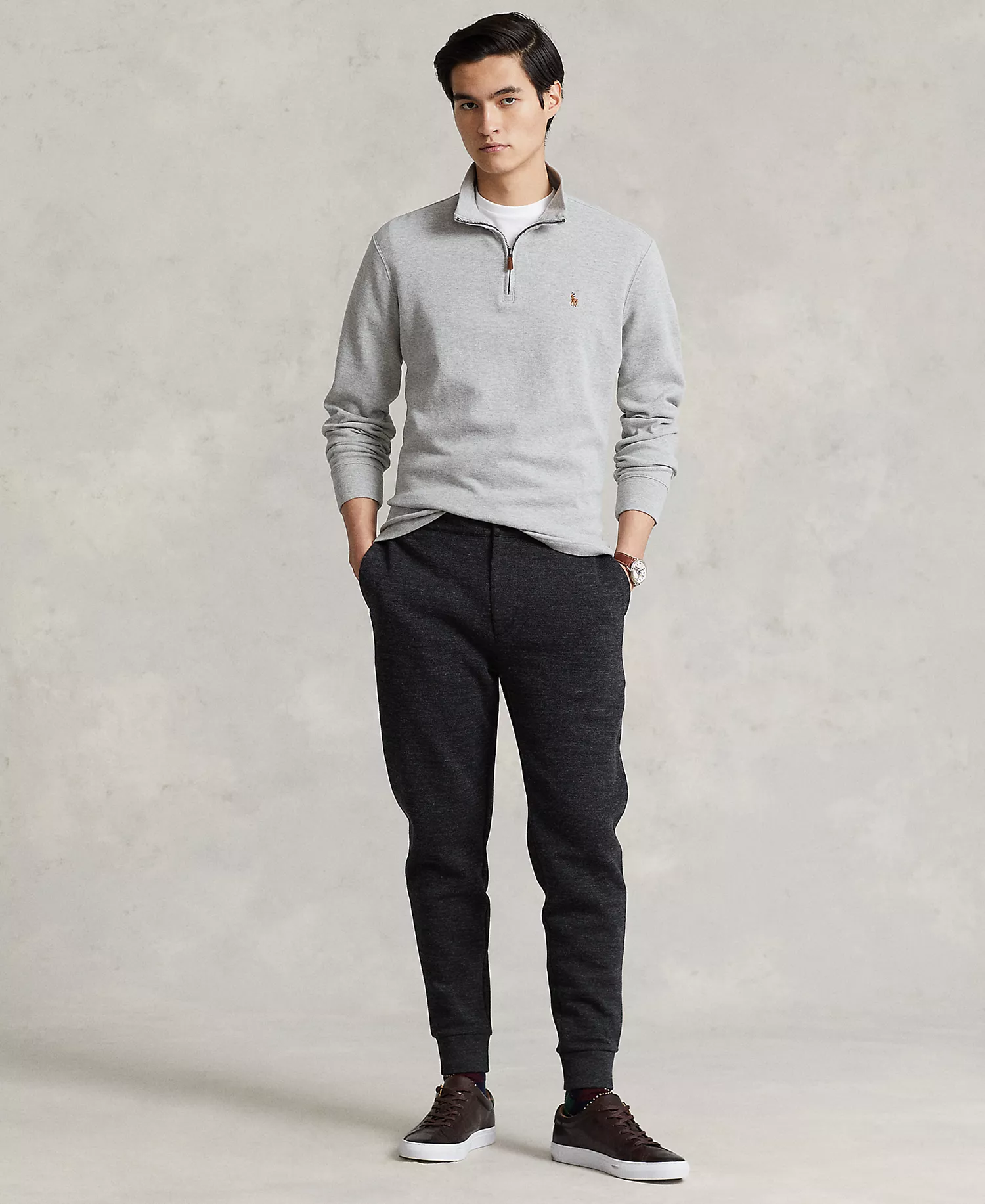 Men's Estate-Rib Cotton Quarter-Zip Pullover - Andover Heather - 2XL